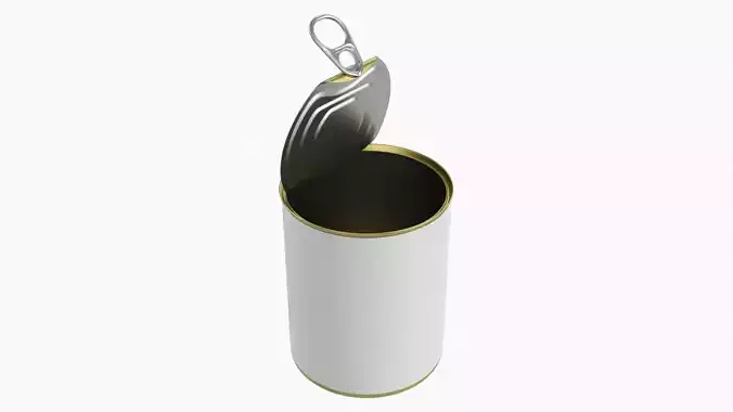Canned food round metal tin aluminum can 019 open 3D model