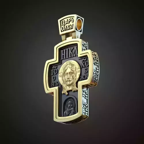 Orthodox rite gold cross wood  3D print model