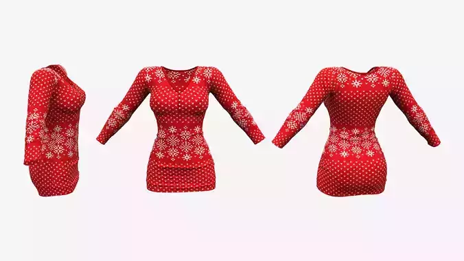 Xmas Bodycon Slim V-Neck Dress V2