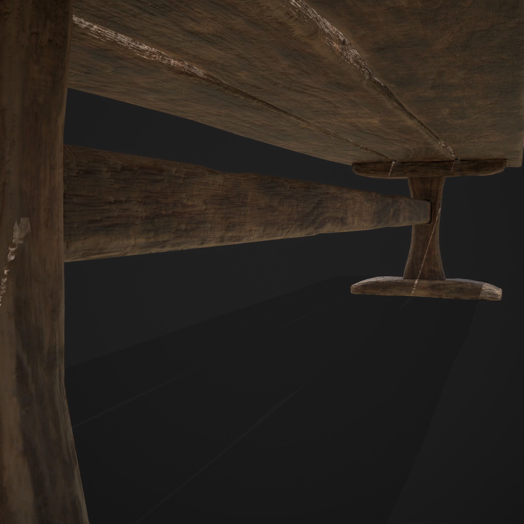 Long Picnic Style Table  Low-poly 3D model_17