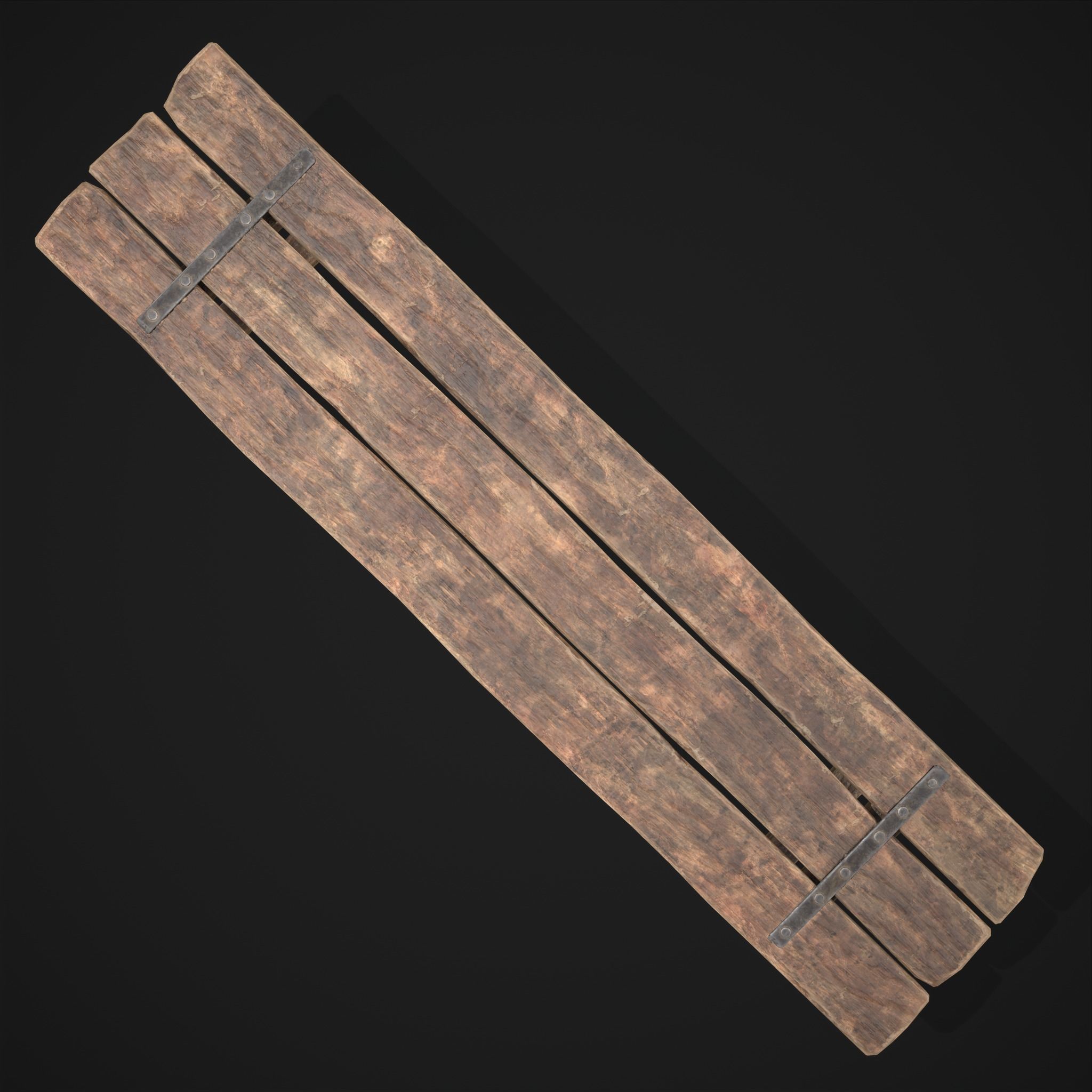 Long Picnic Style Table  Low-poly 3D model_9