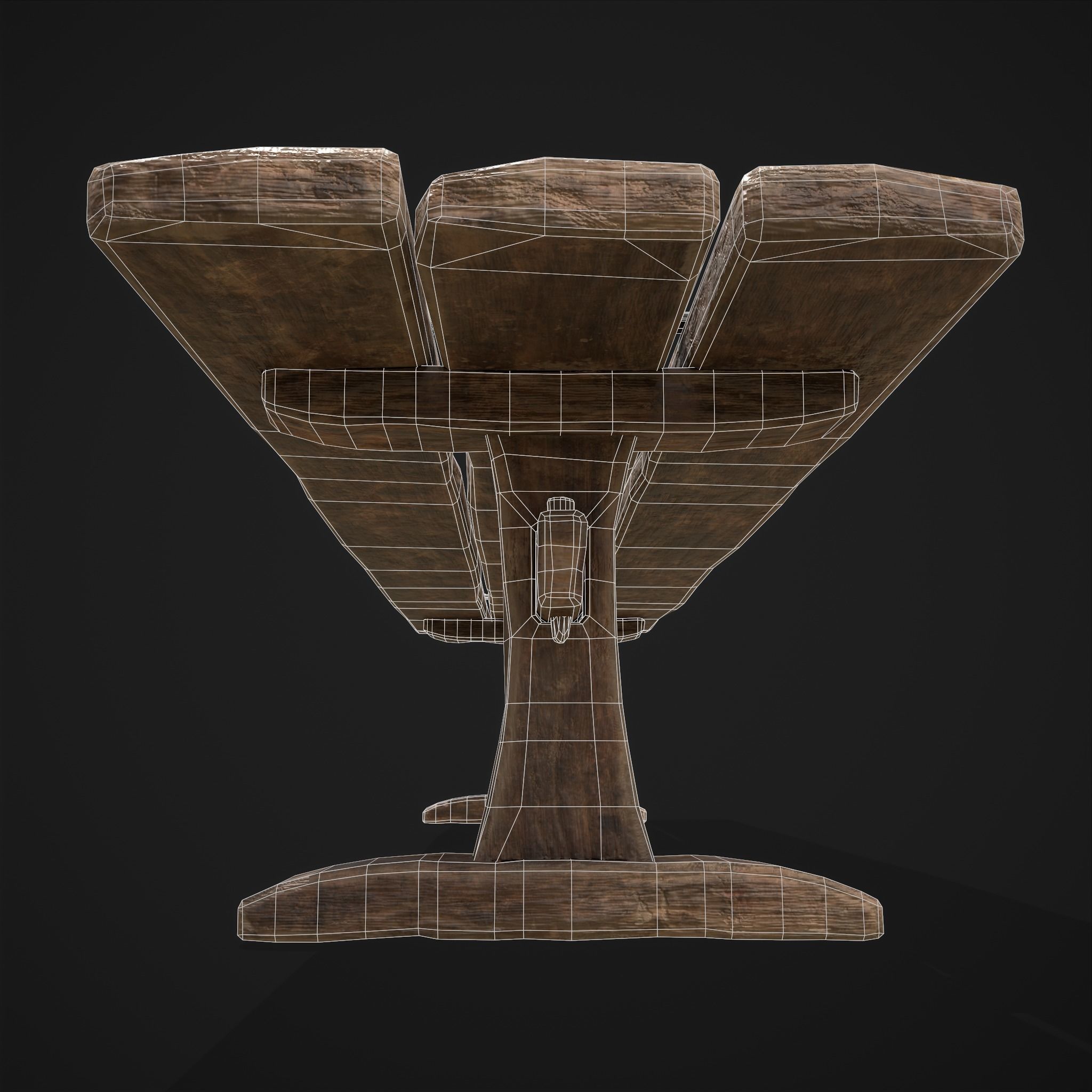 Long Picnic Style Table  Low-poly 3D model_8