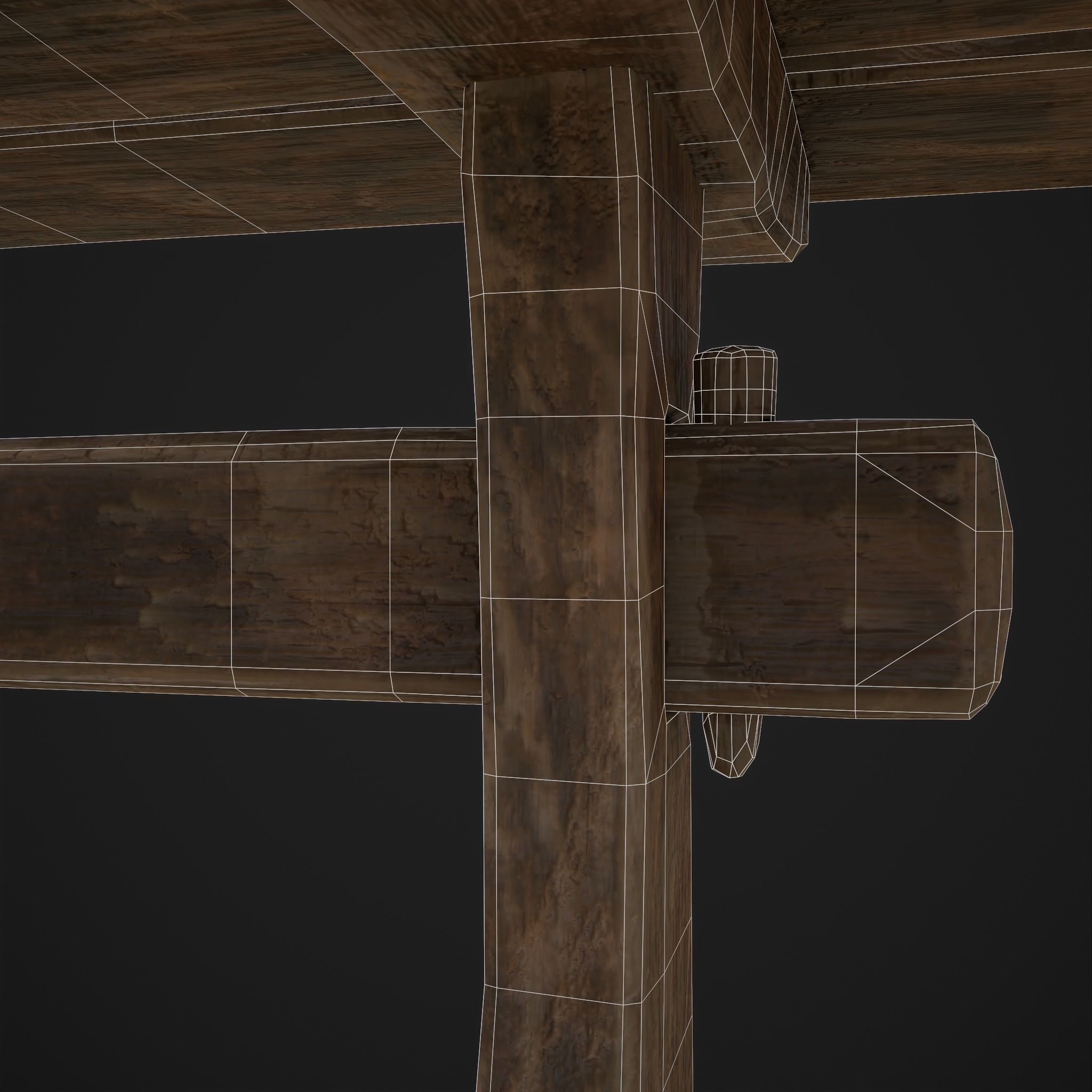 Long Picnic Style Table  Low-poly 3D model_22