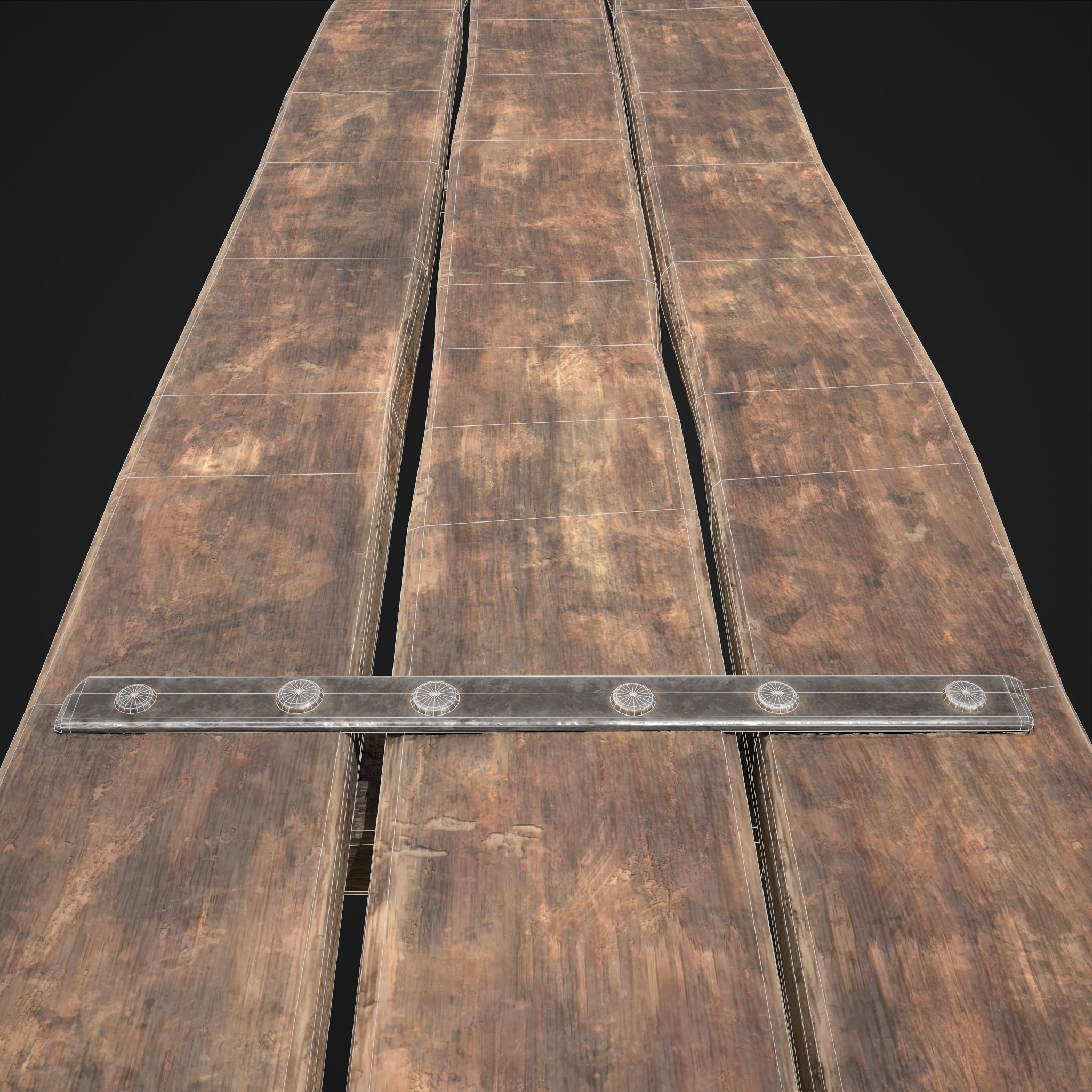 Long Picnic Style Table  Low-poly 3D model_14