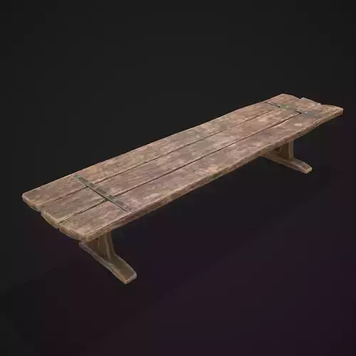 Long Picnic Style Table  Low-poly 3D model