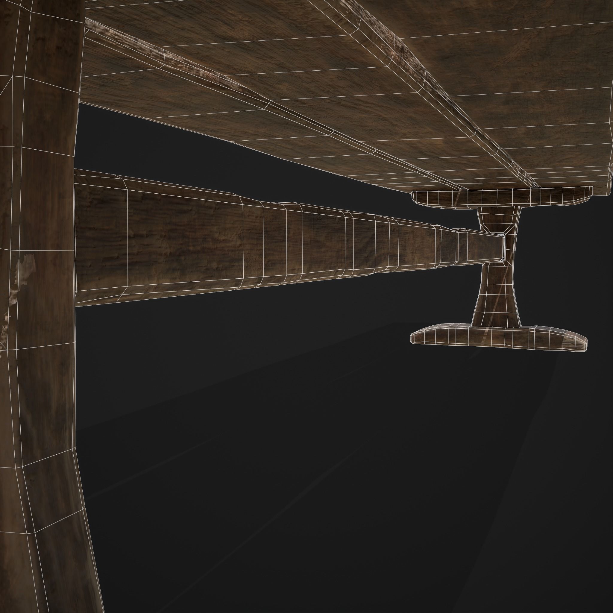 Long Picnic Style Table  Low-poly 3D model_18