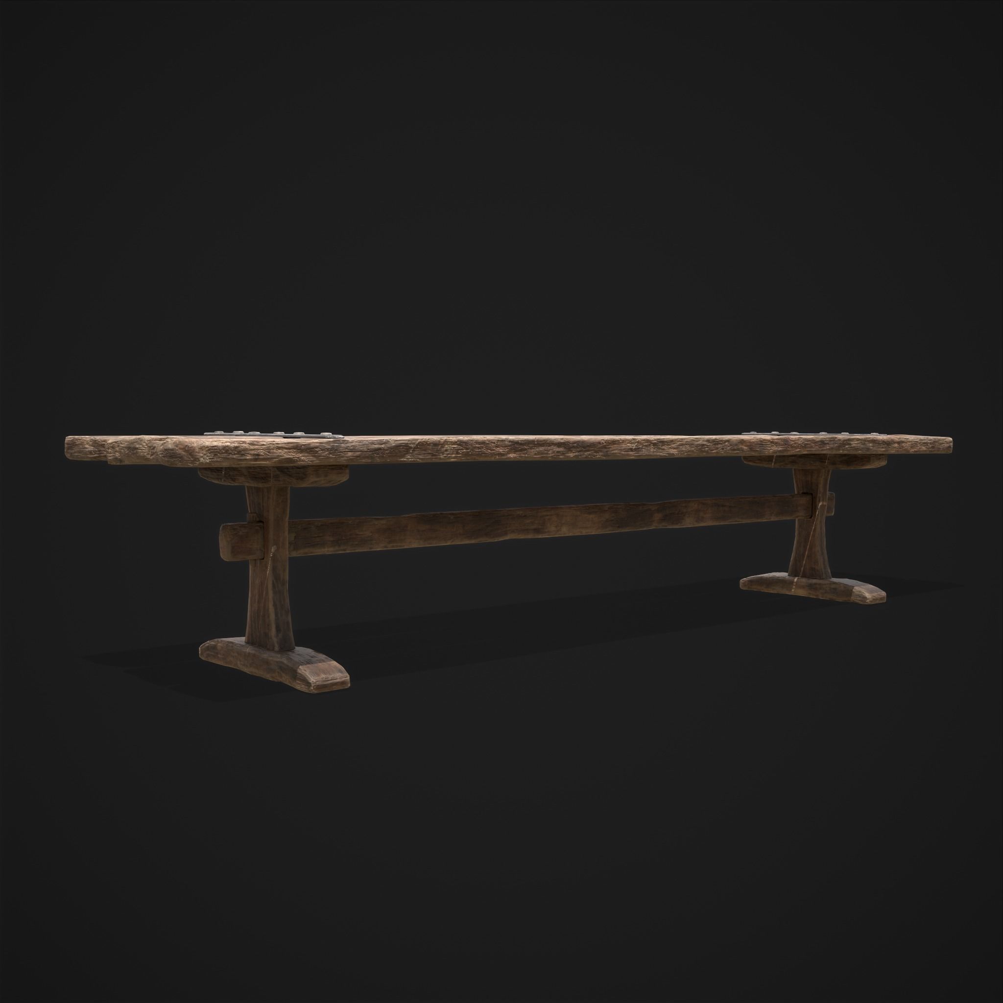 Long Picnic Style Table  Low-poly 3D model_11