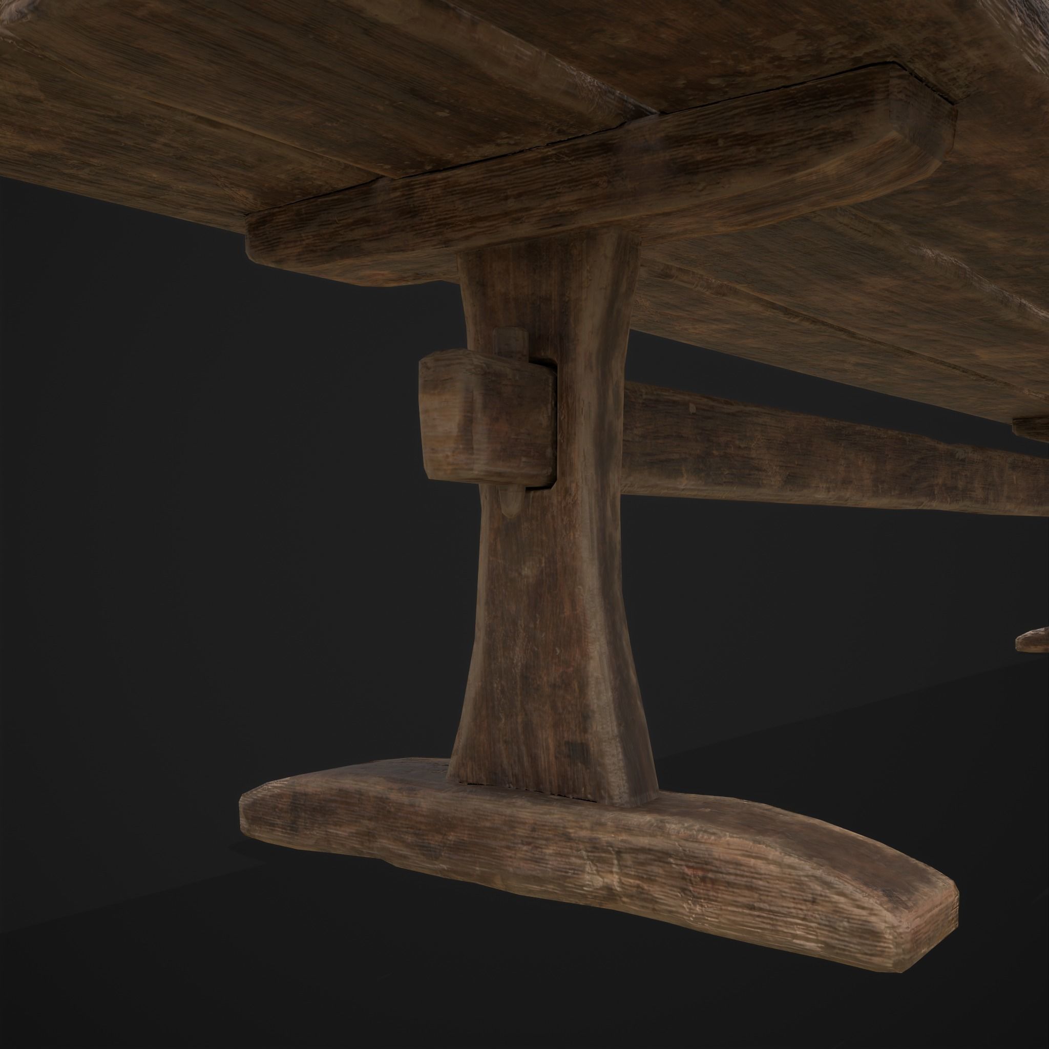 Long Picnic Style Table  Low-poly 3D model_23