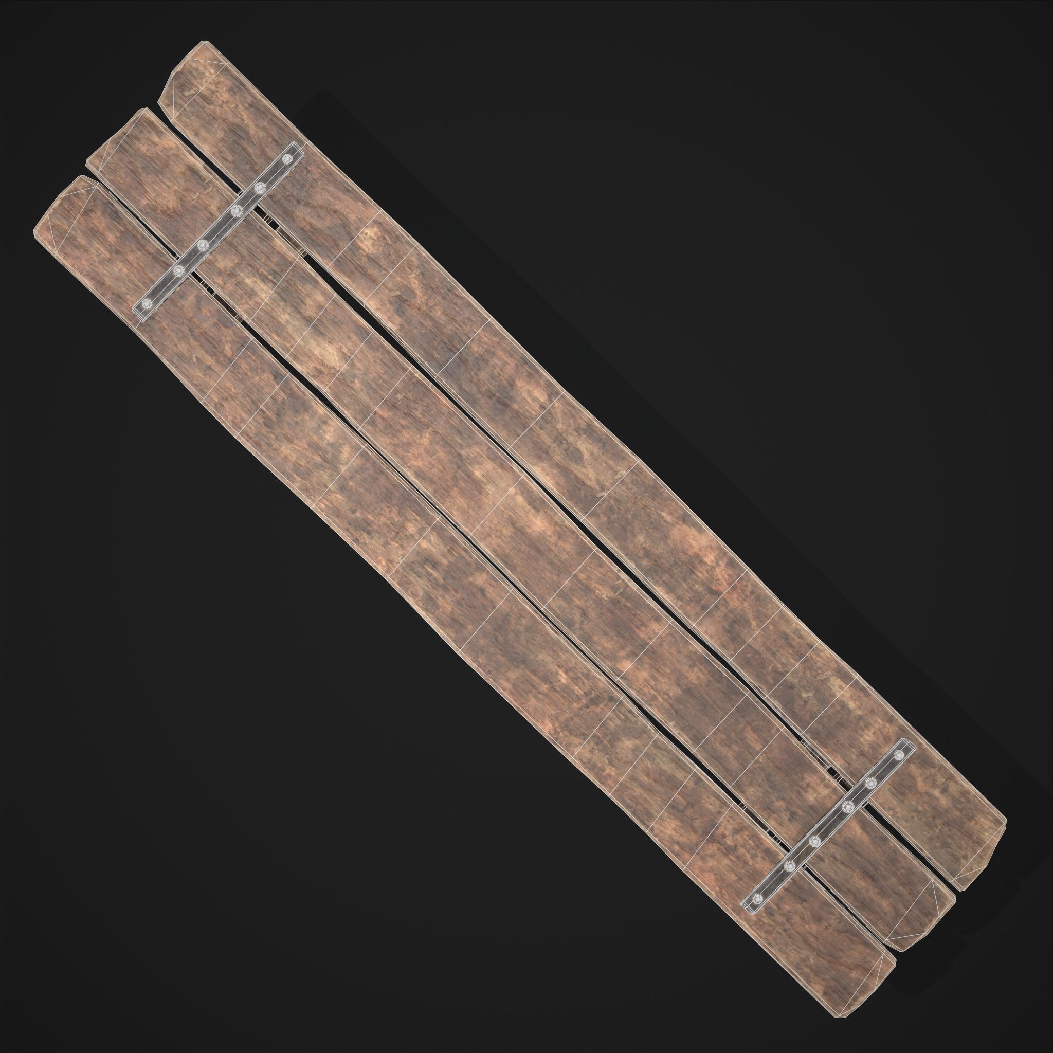 Long Picnic Style Table  Low-poly 3D model_10