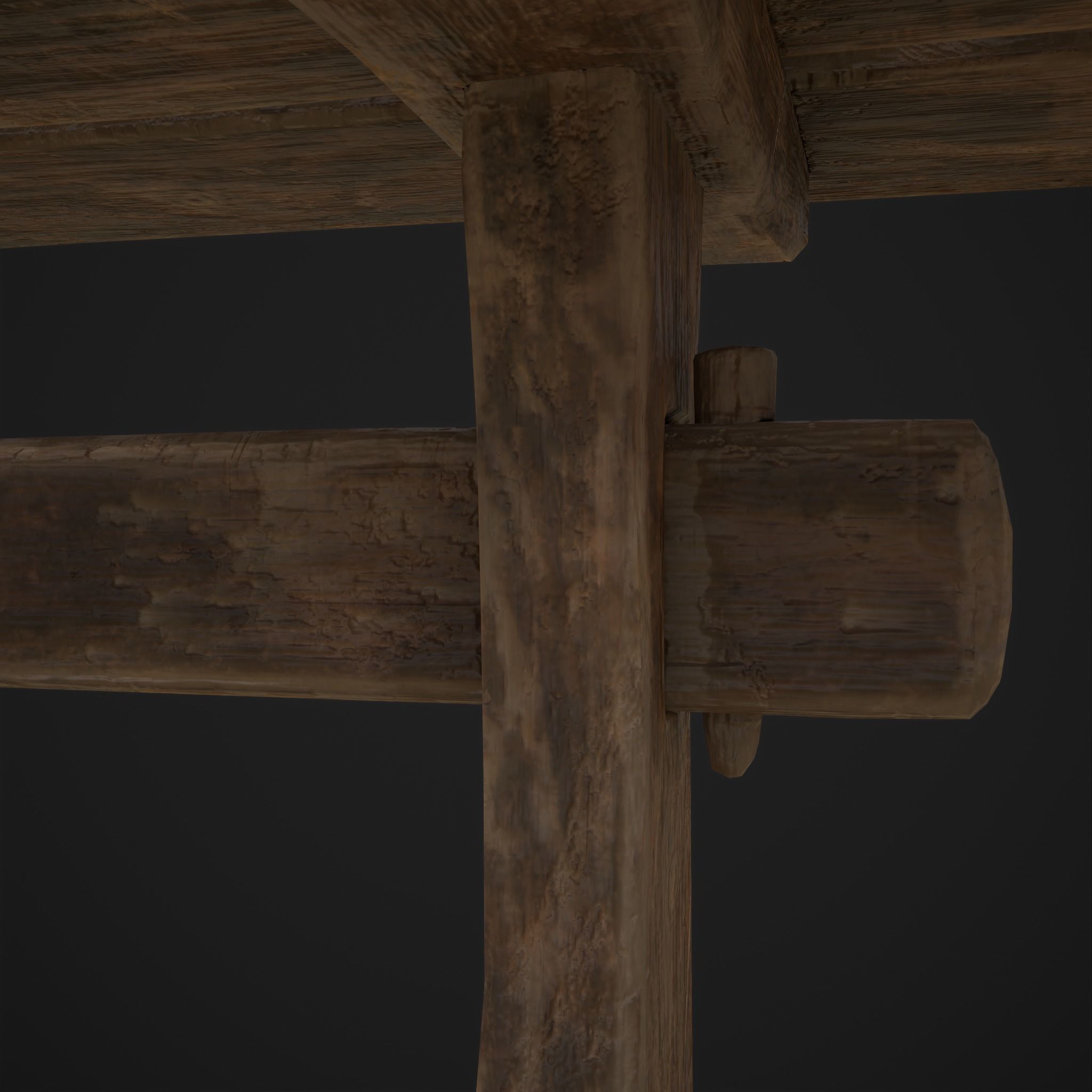 Long Picnic Style Table  Low-poly 3D model_21