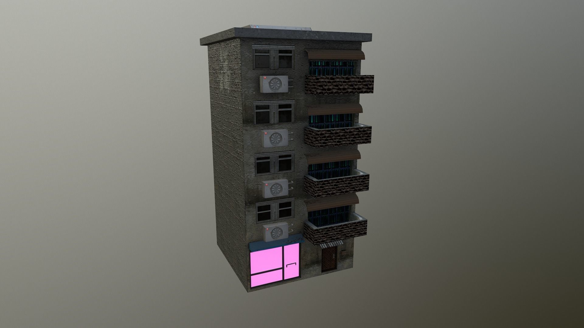 Cyberpunk City - Building 16 Low-poly 3D model_25