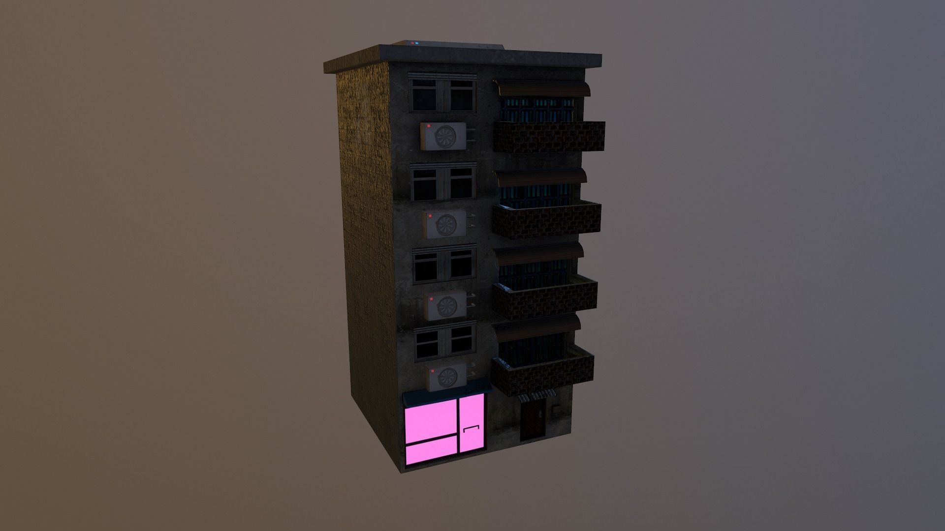 Cyberpunk City - Building 16 Low-poly 3D model_13