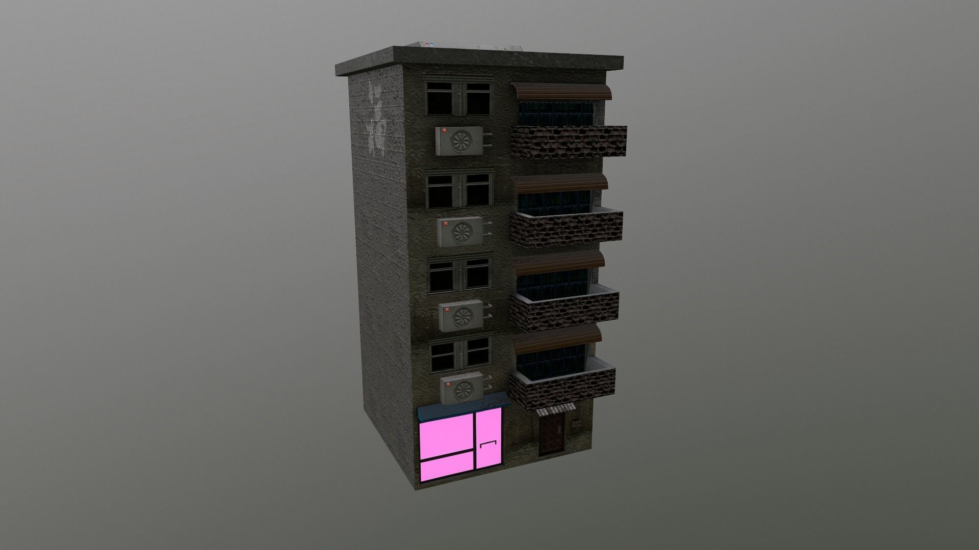 Cyberpunk City - Building 16 Low-poly 3D model_21