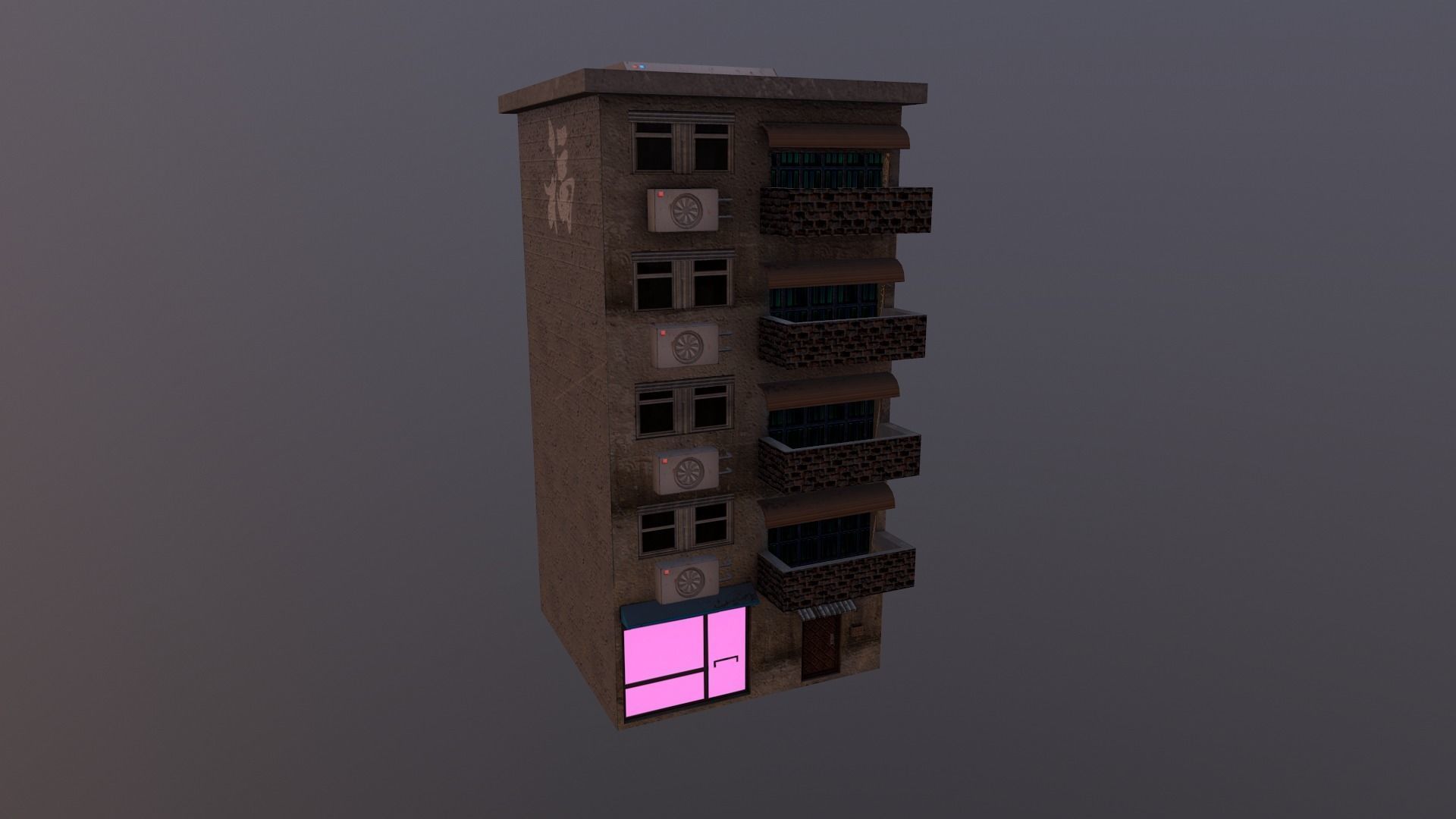 Cyberpunk City - Building 16 Low-poly 3D model_16