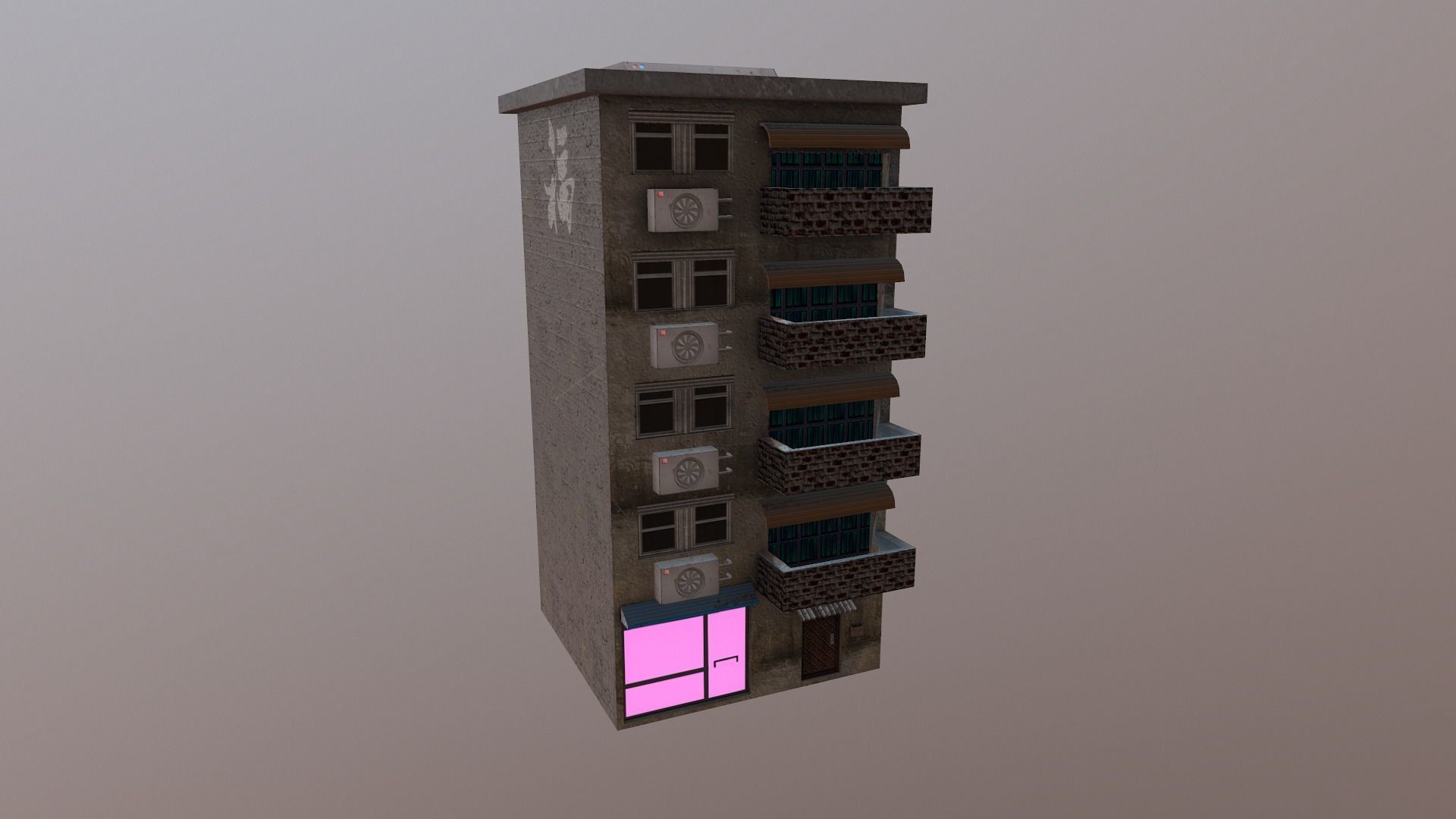 Cyberpunk City - Building 16 Low-poly 3D model_26