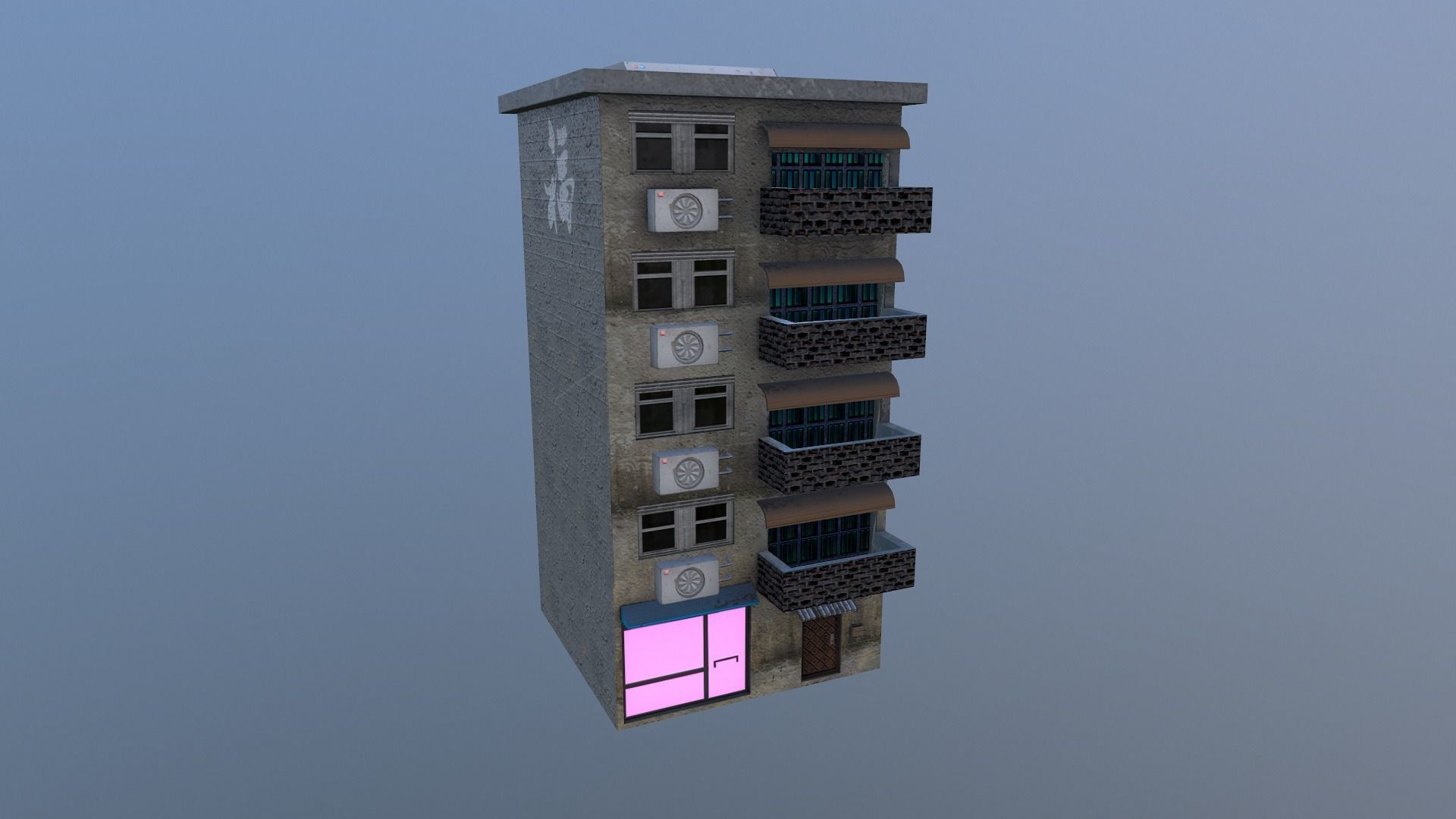 Cyberpunk City - Building 16 Low-poly 3D model_24