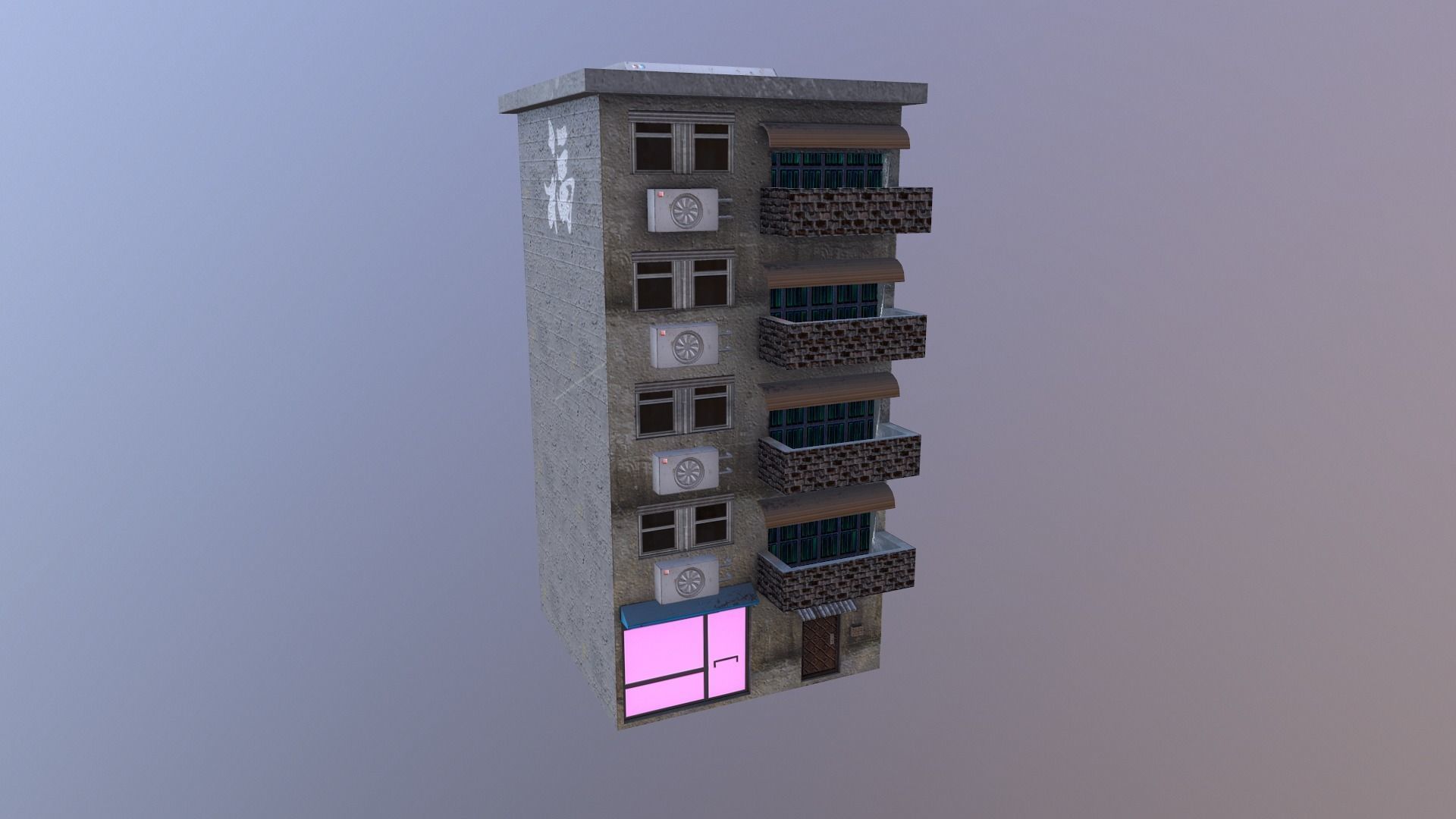 Cyberpunk City - Building 16 Low-poly 3D model_29