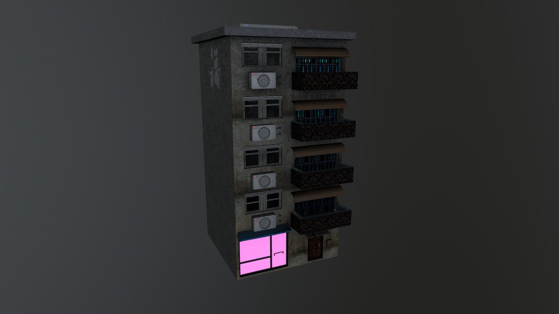 Cyberpunk City - Building 16 Low-poly 3D model_17