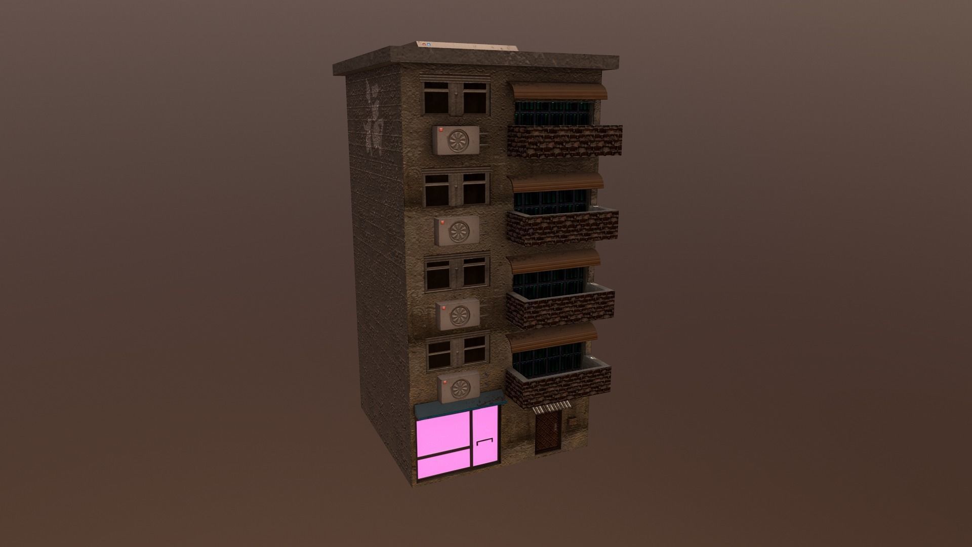 Cyberpunk City - Building 16 Low-poly 3D model_14