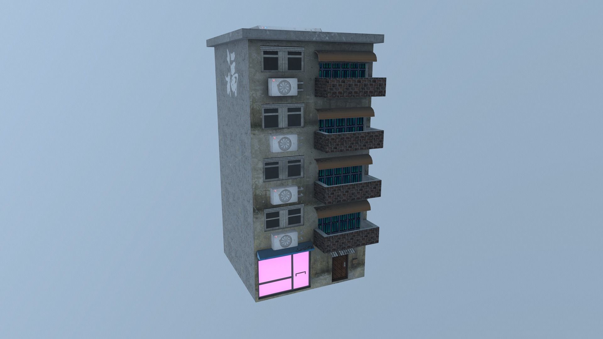 Cyberpunk City - Building 16 Low-poly 3D model_23