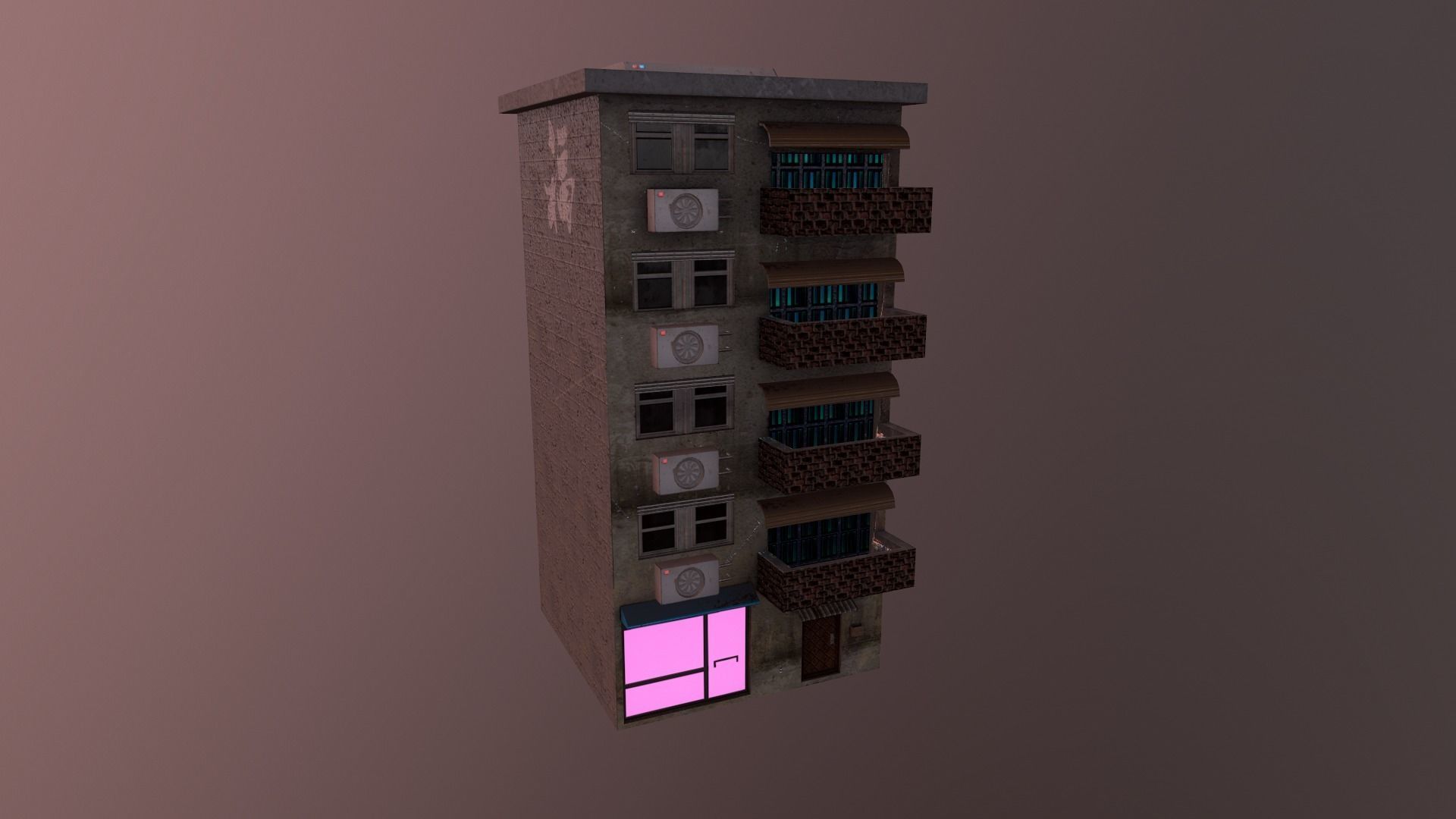 Cyberpunk City - Building 16 Low-poly 3D model_18