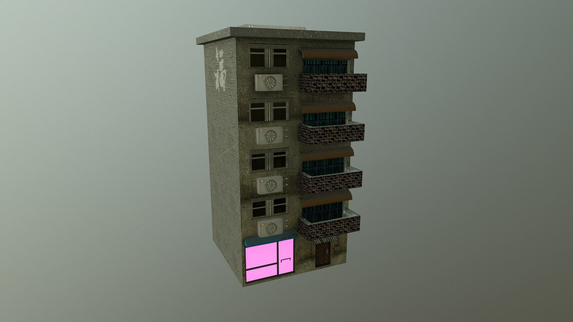 Cyberpunk City - Building 16 Low-poly 3D model_31