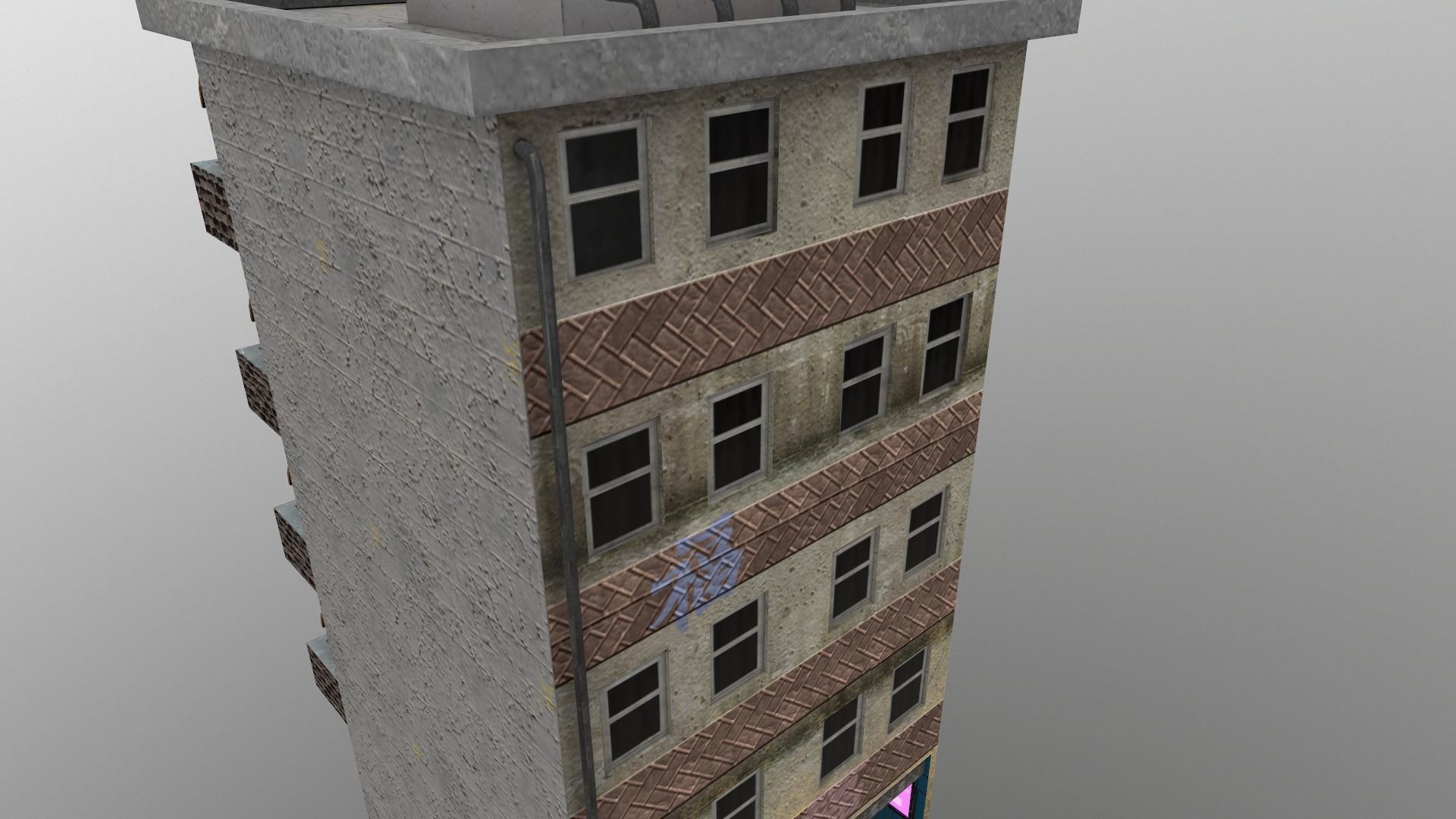 Cyberpunk City - Building 16 Low-poly 3D model_9