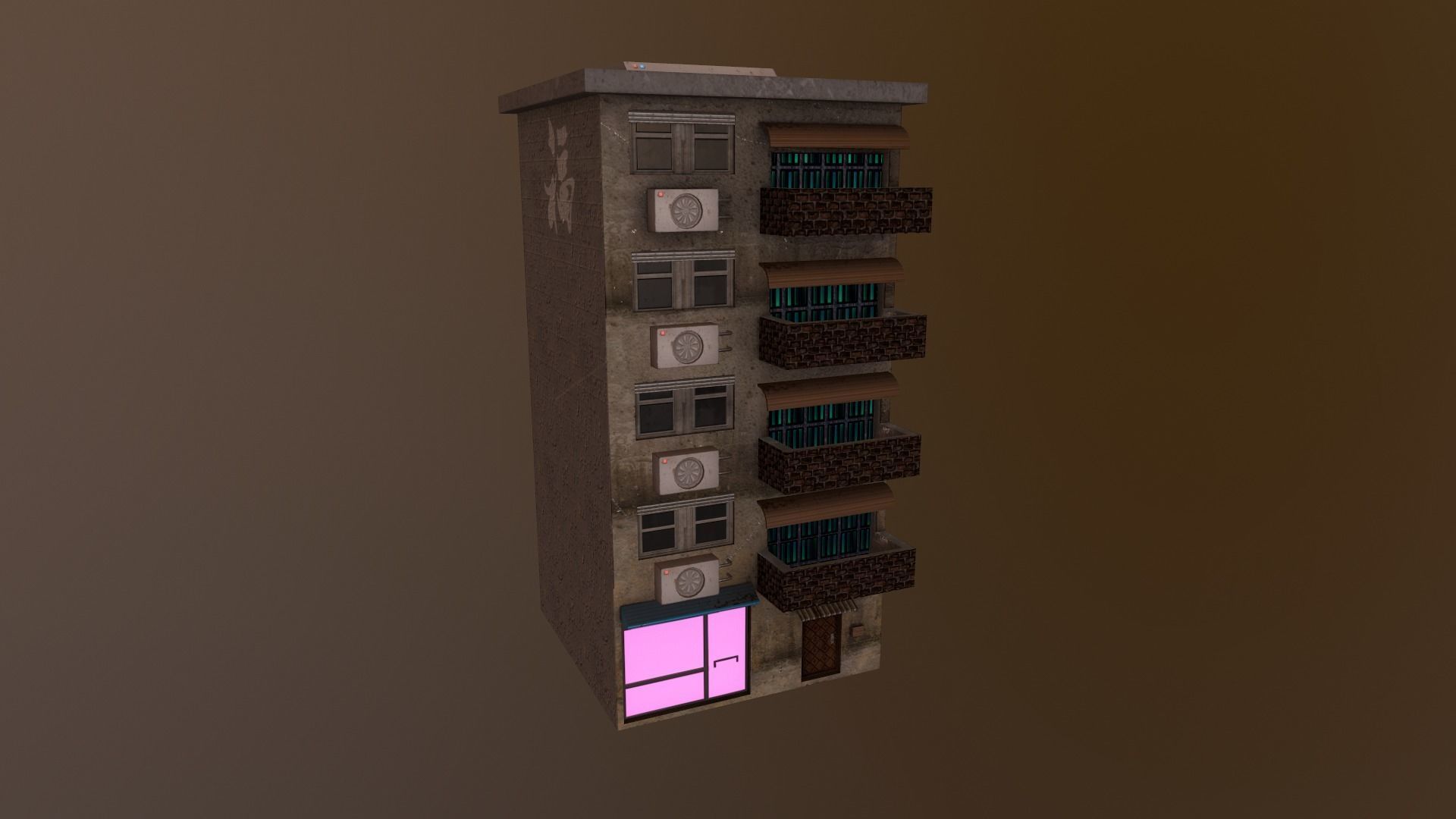 Cyberpunk City - Building 16 Low-poly 3D model_28