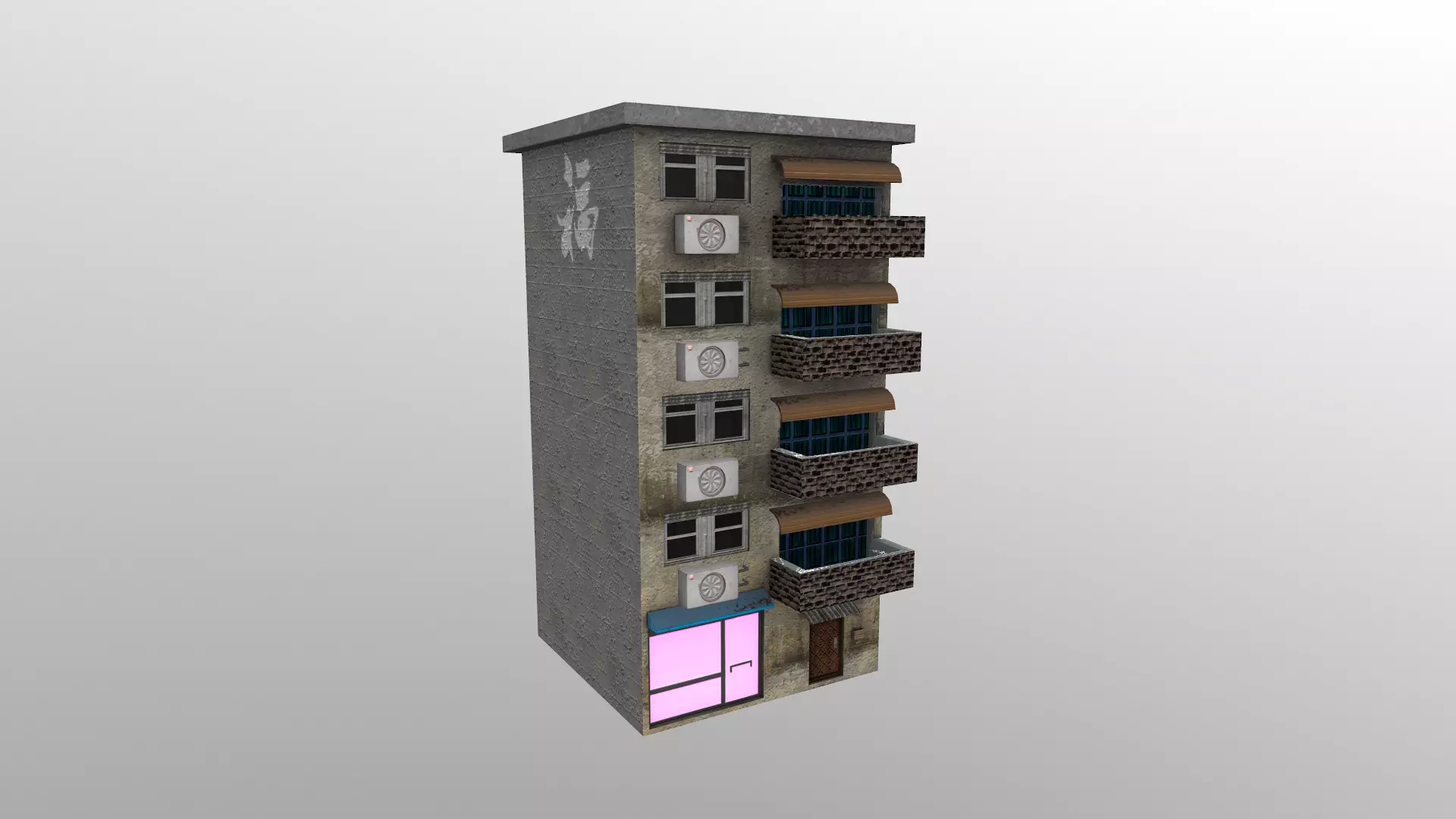 Cyberpunk City - Building 16 Low-poly 3D model_0