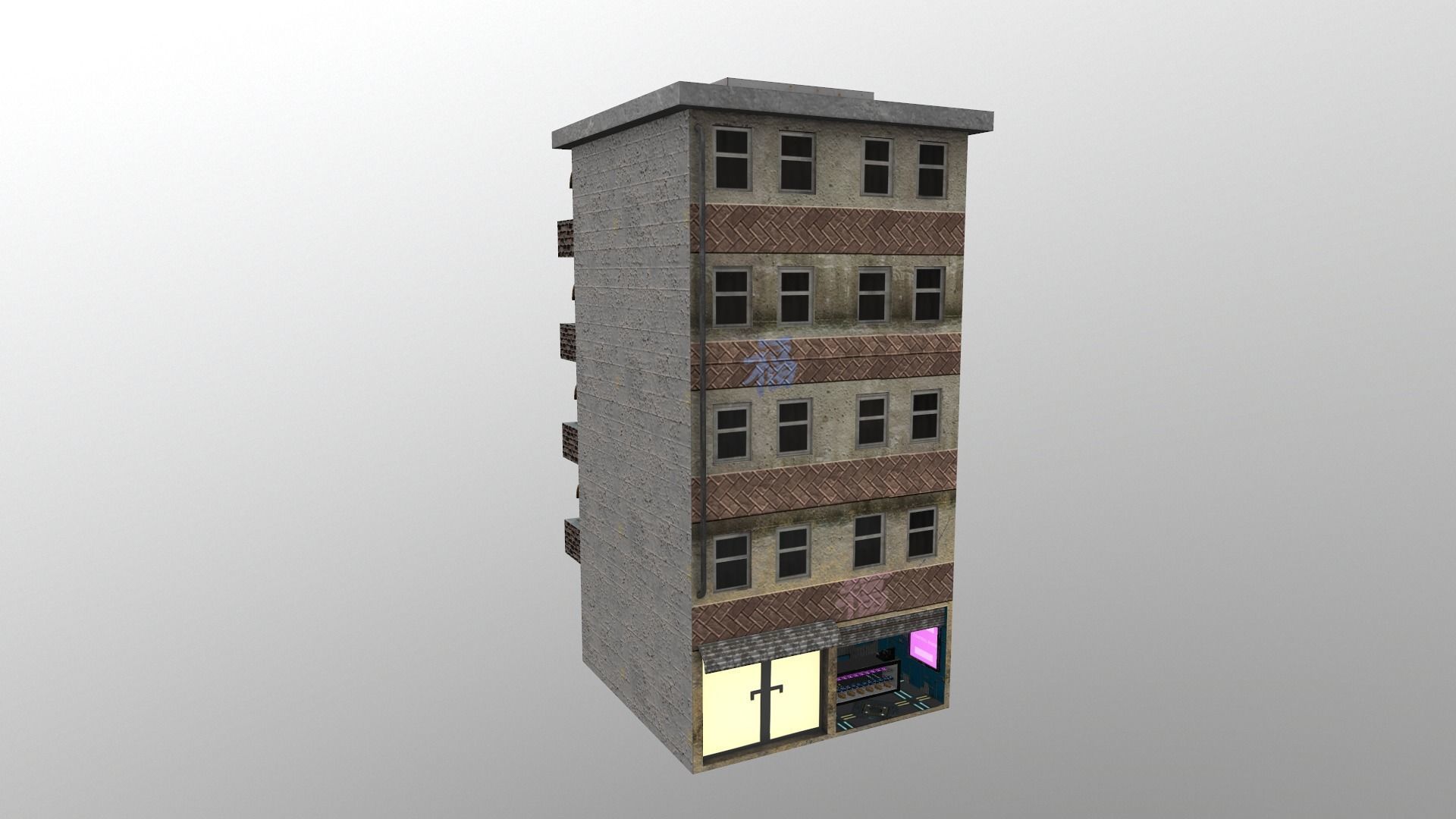 Cyberpunk City - Building 16 Low-poly 3D model_3