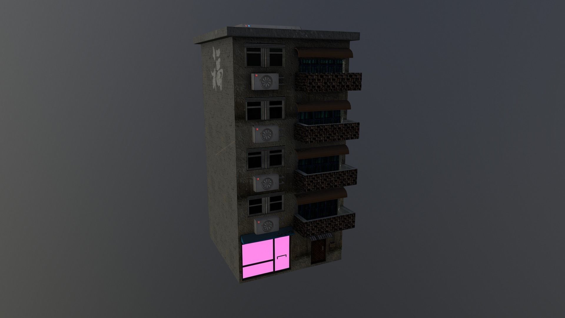 Cyberpunk City - Building 16 Low-poly 3D model_22