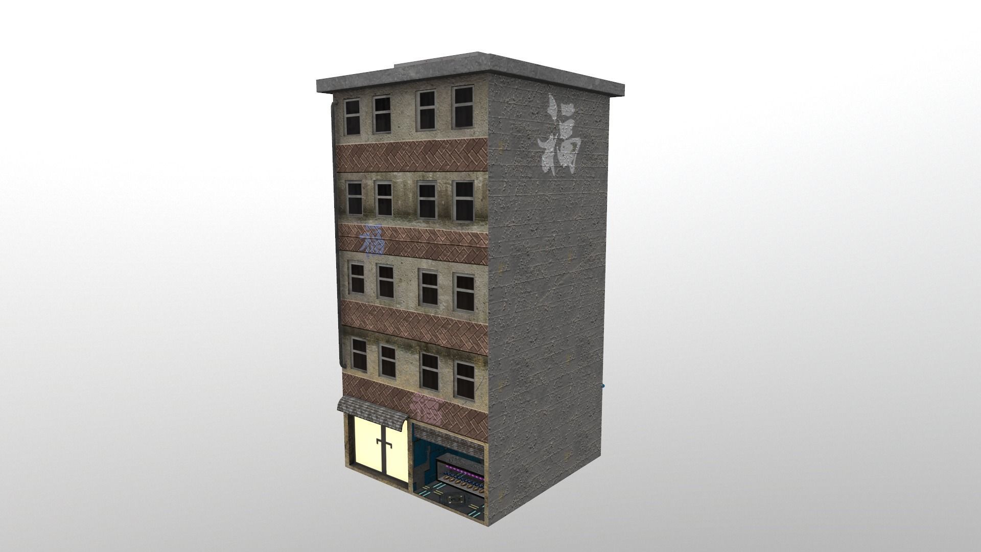 Cyberpunk City - Building 16 Low-poly 3D model_4