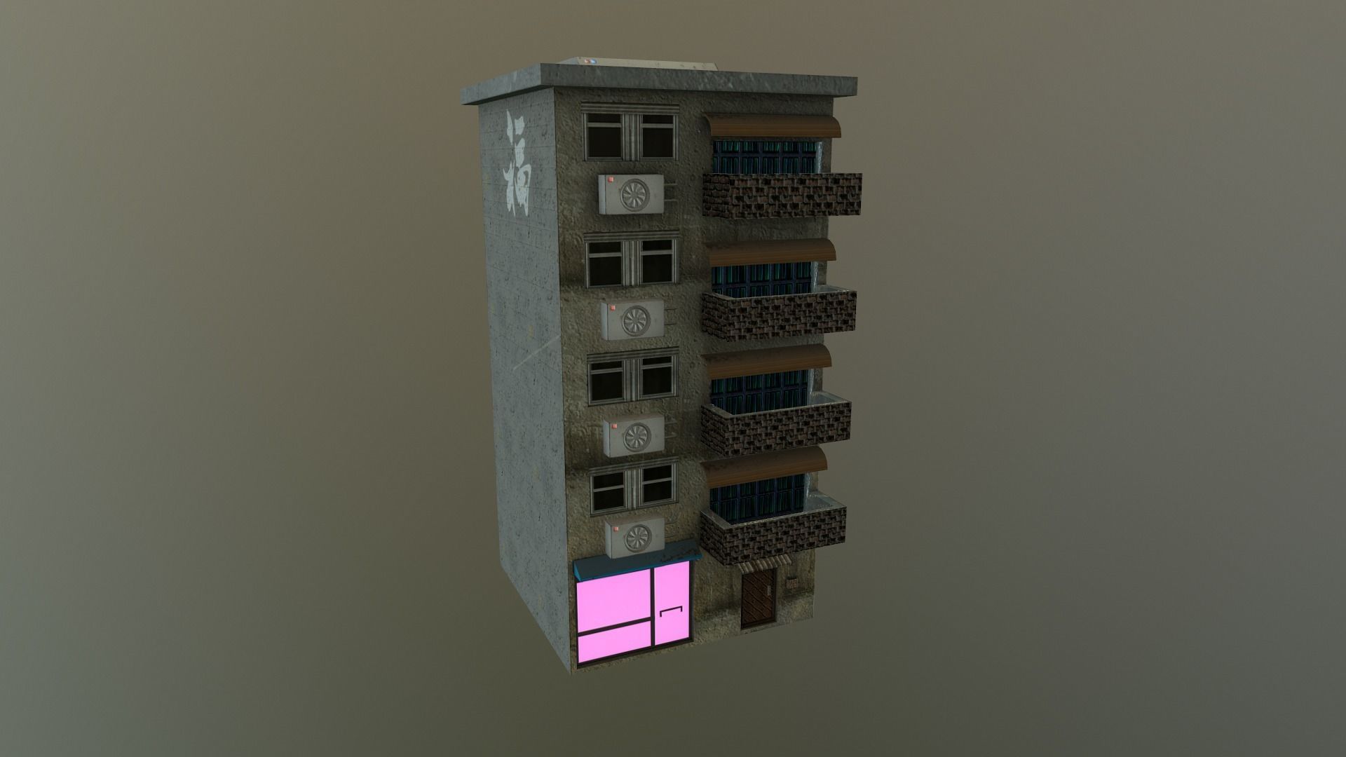 Cyberpunk City - Building 16 Low-poly 3D model_15