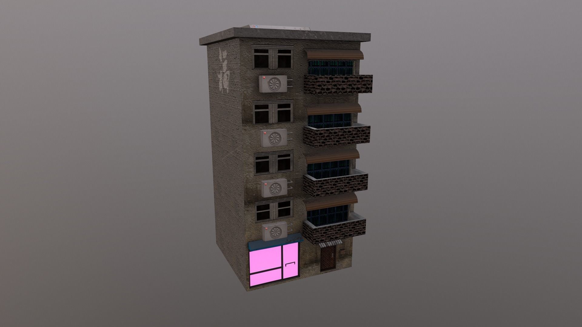 Cyberpunk City - Building 16 Low-poly 3D model_20