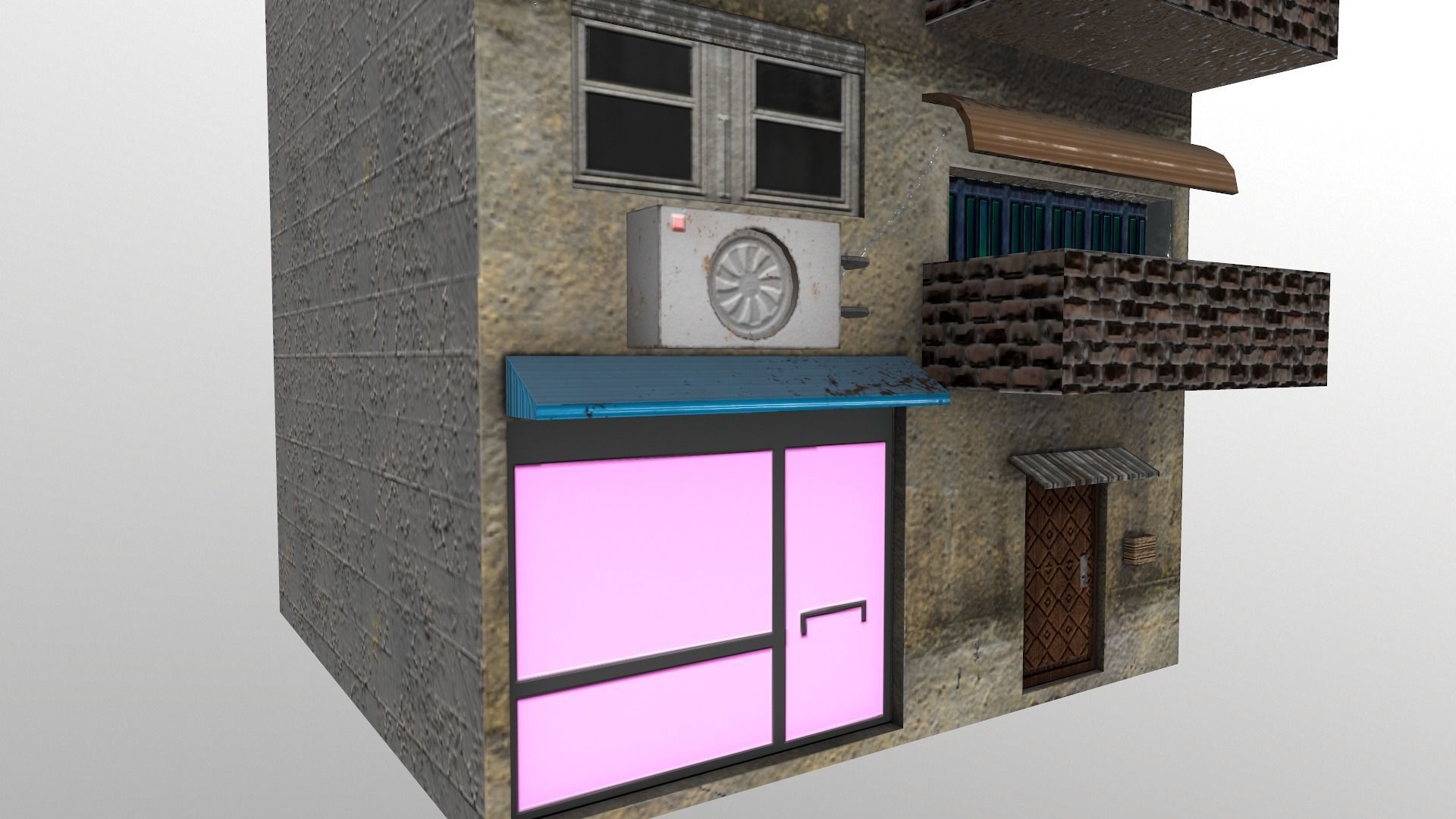 Cyberpunk City - Building 16 Low-poly 3D model_5