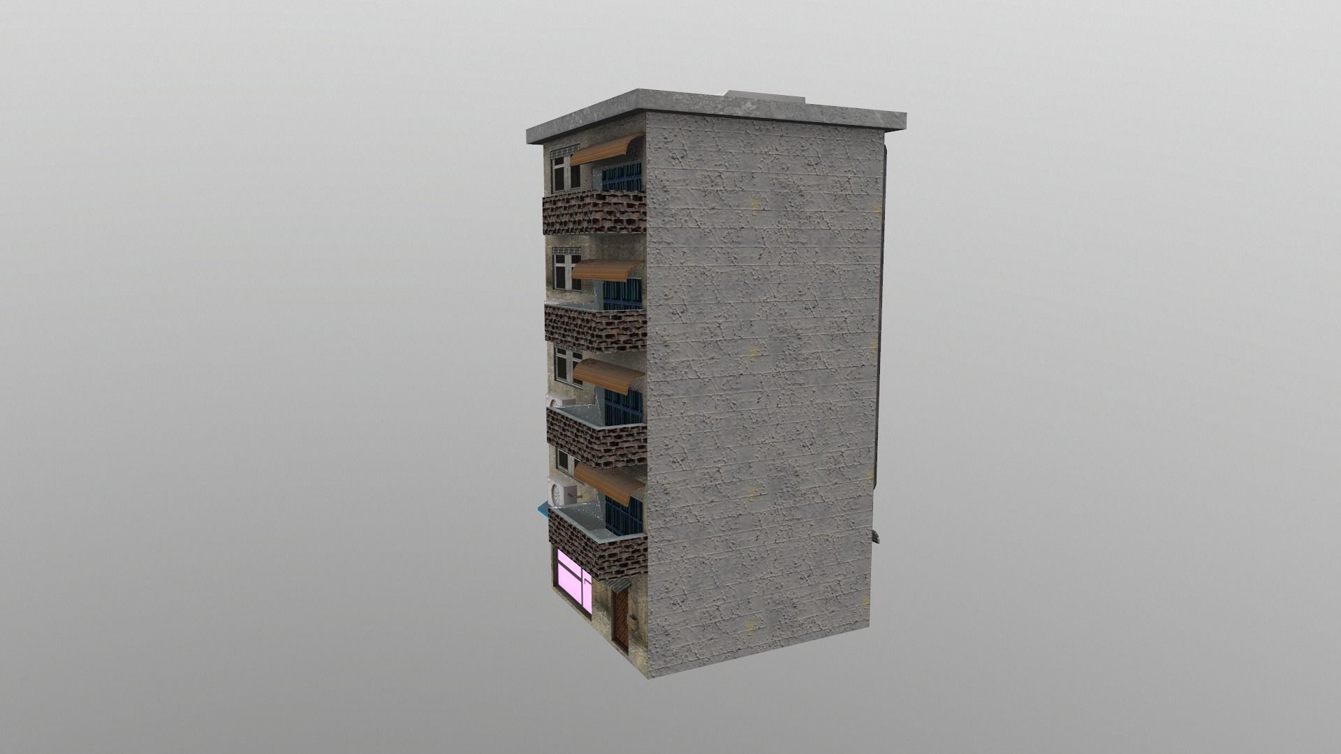 Cyberpunk City - Building 16 Low-poly 3D model_2