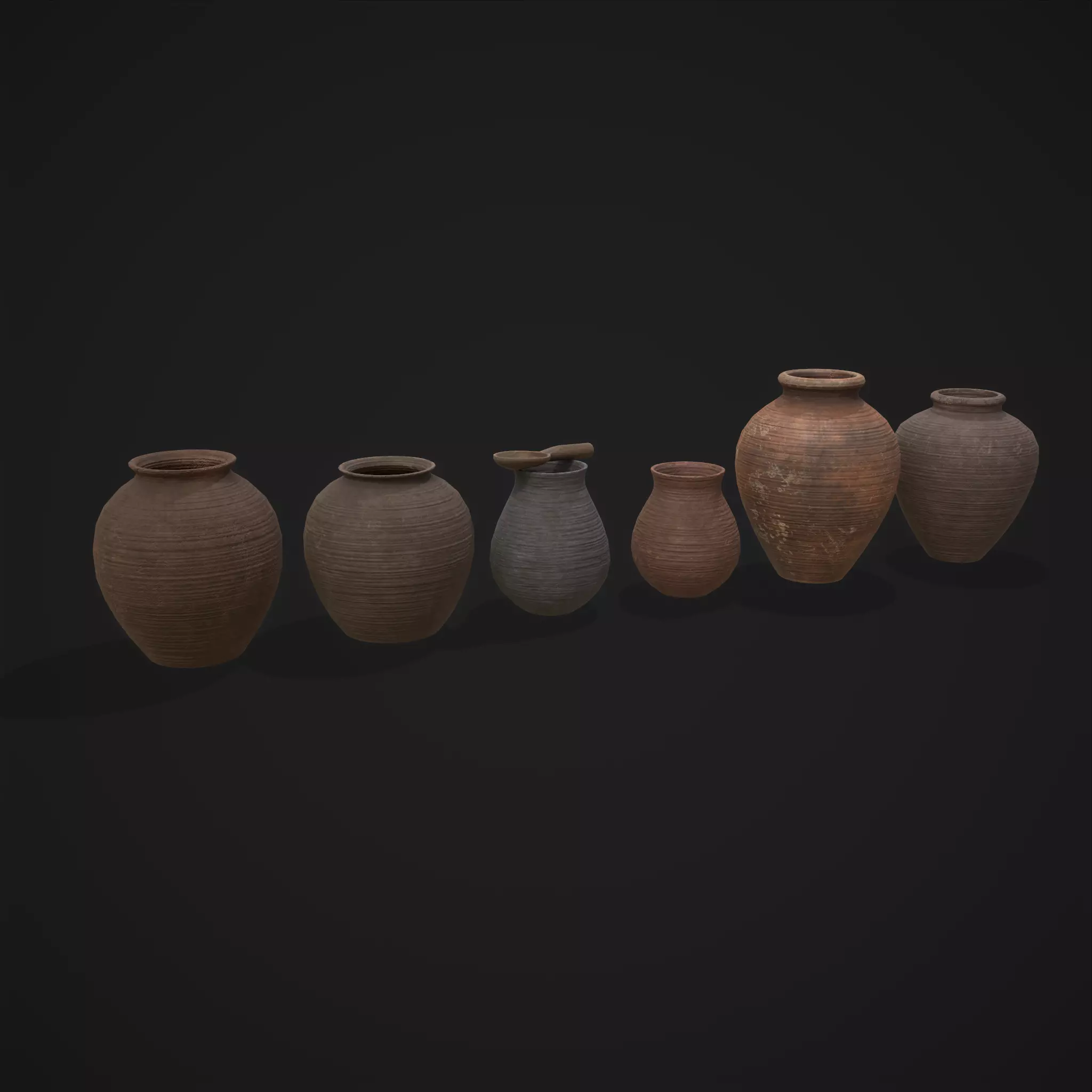 Beautiful Pottery Set Low-poly 3D model_0