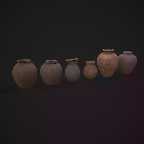 Beautiful Pottery Set Low-poly 3D model