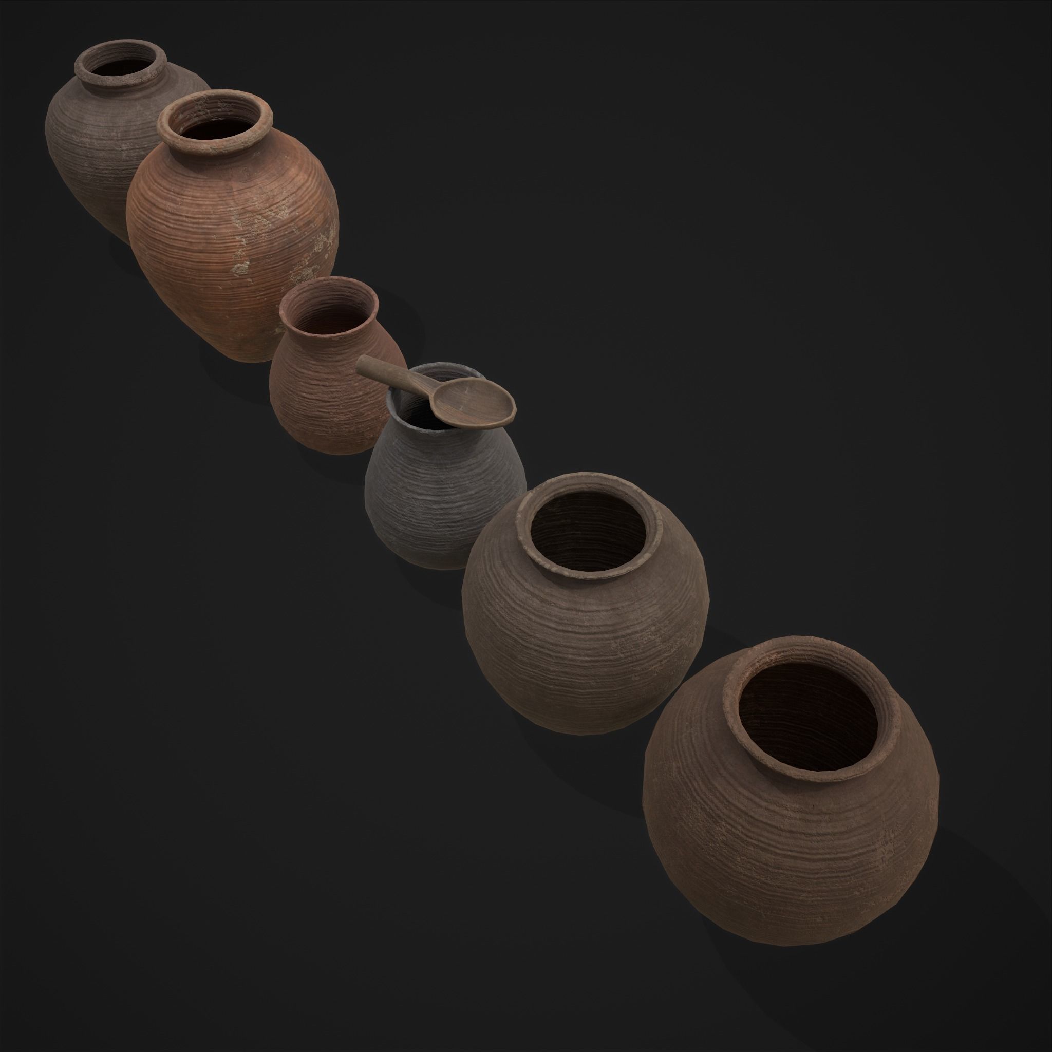 Beautiful Pottery Set Low-poly 3D model_27