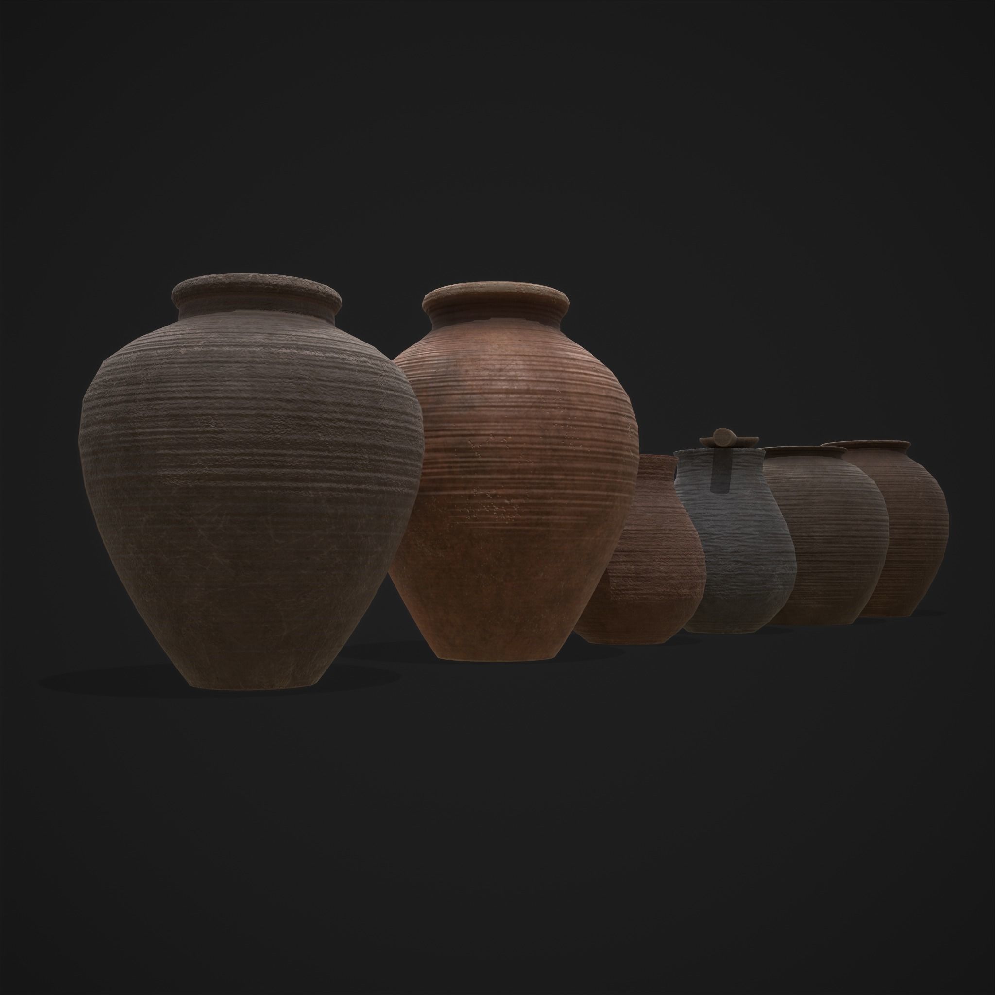 Beautiful Pottery Set Low-poly 3D model_9