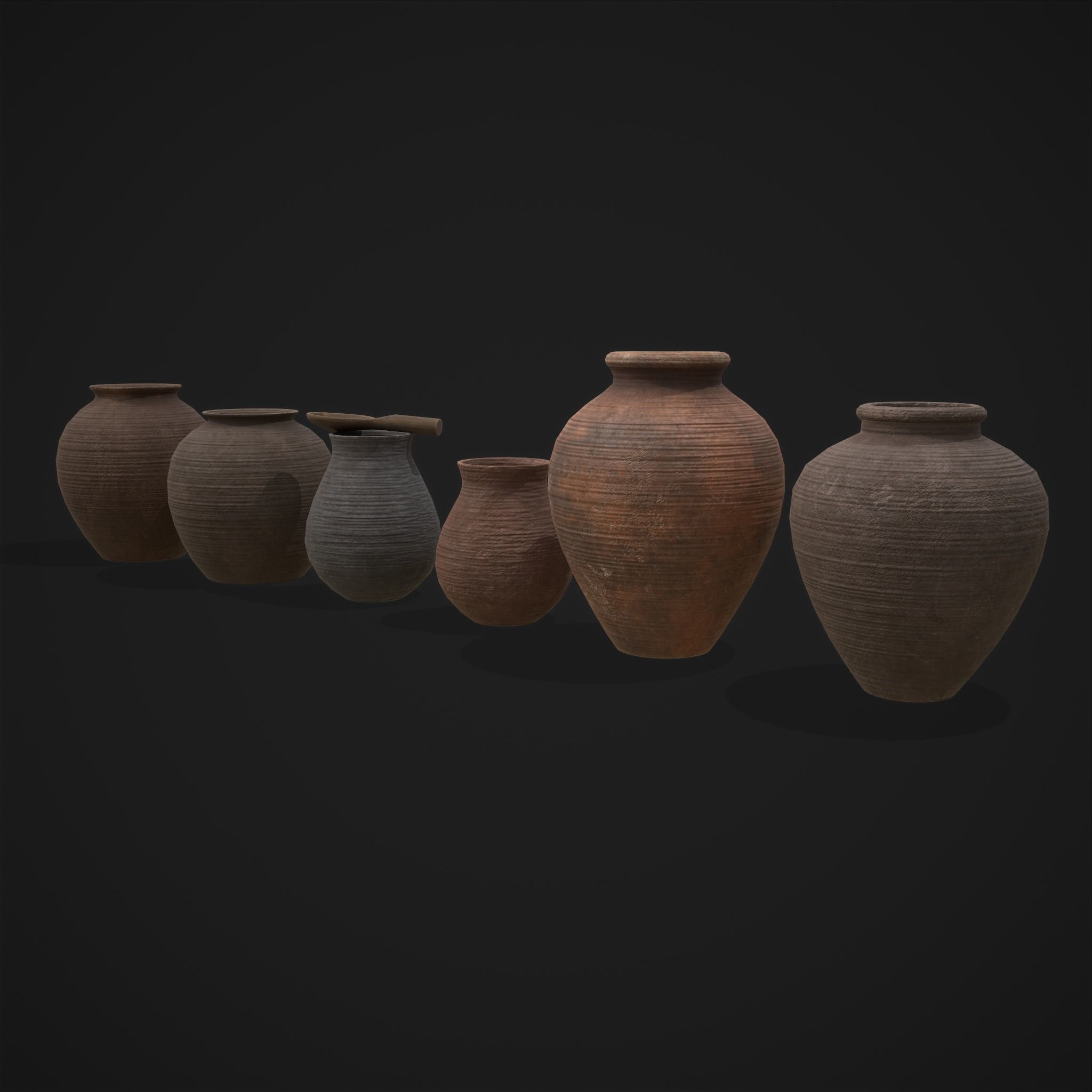 Beautiful Pottery Set Low-poly 3D model_7