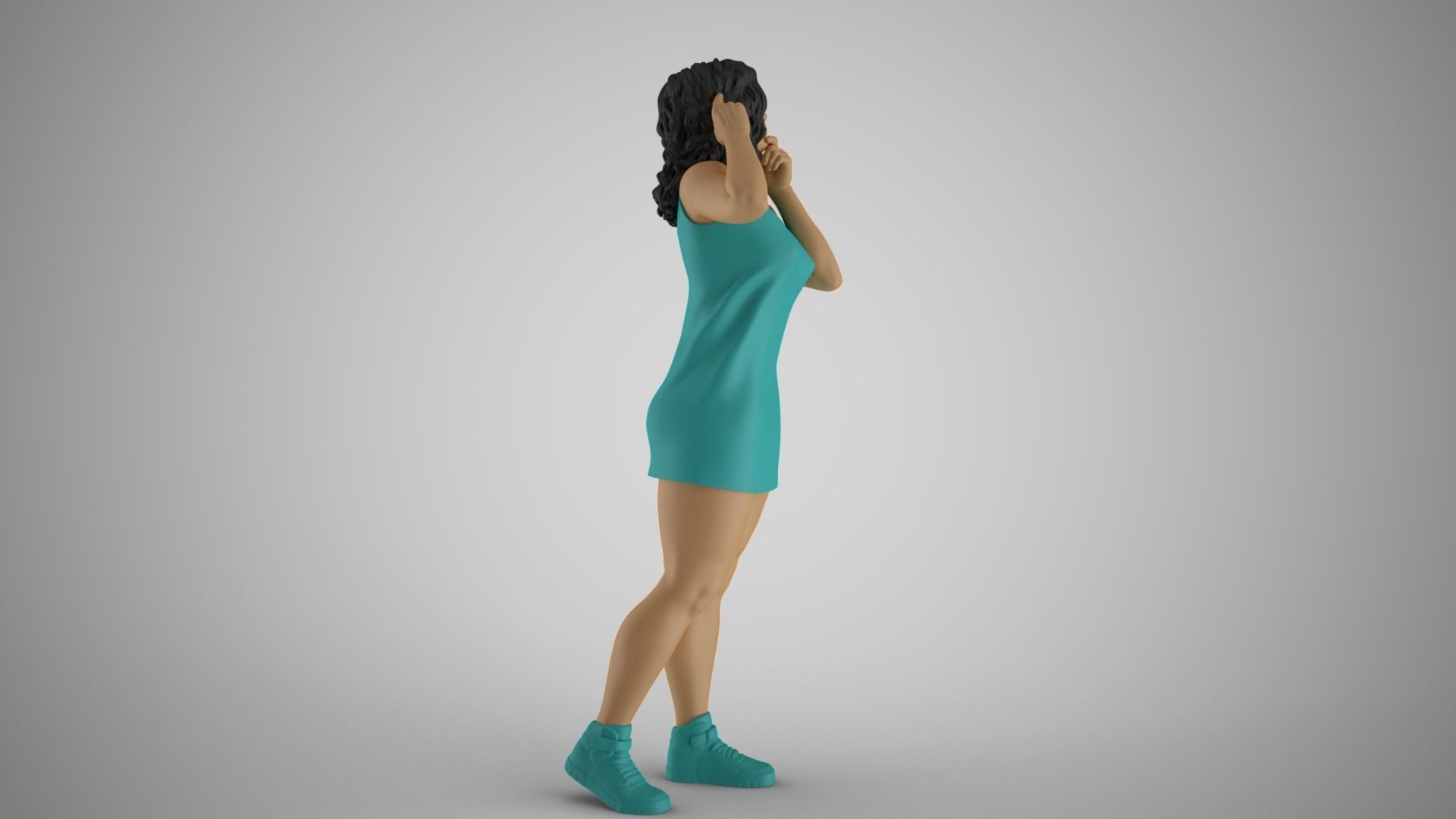 Girl Using her Brain 3D print model_5