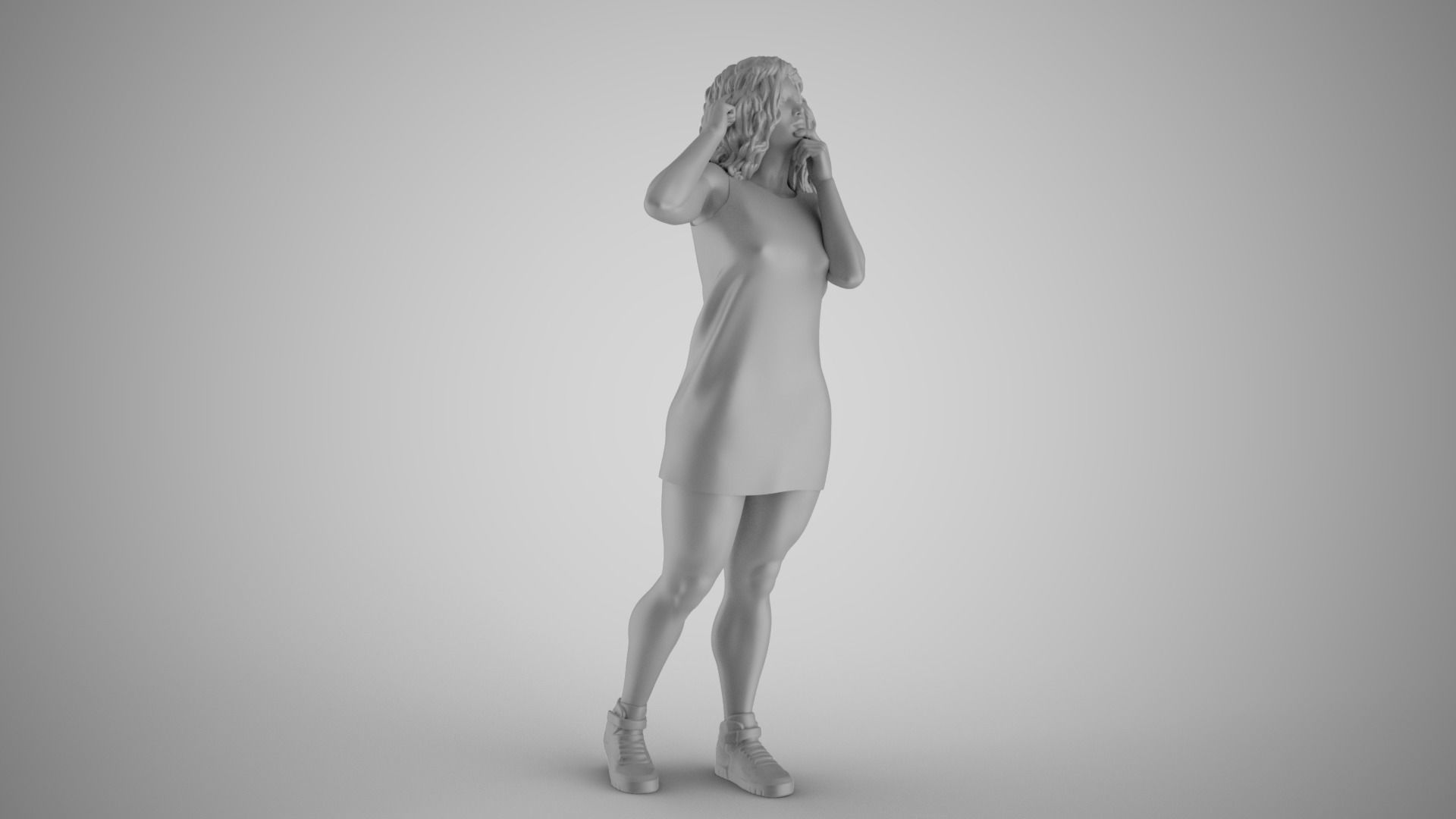 Girl Using her Brain 3D print model_3