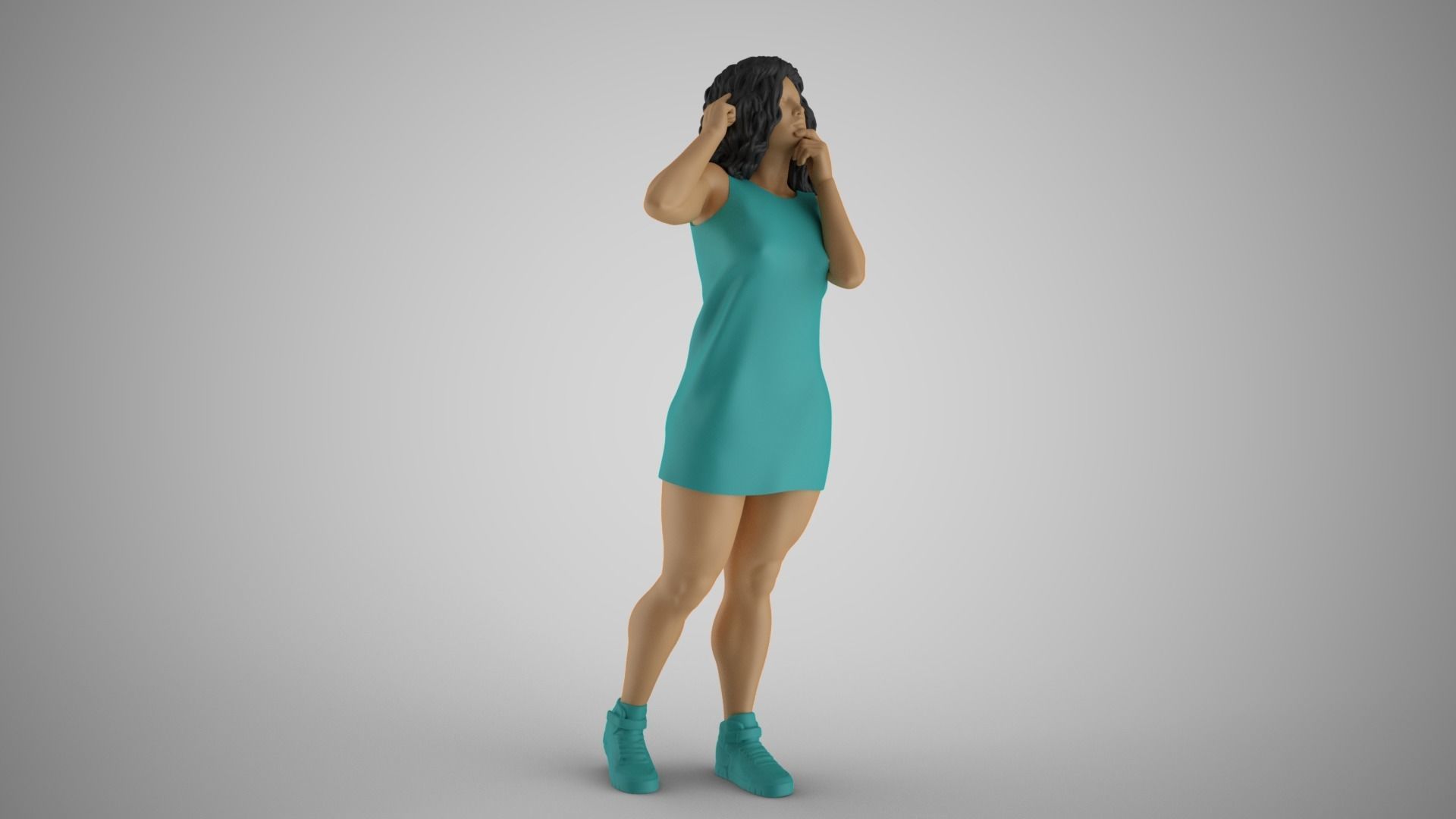 Girl Using her Brain 3D print model_4