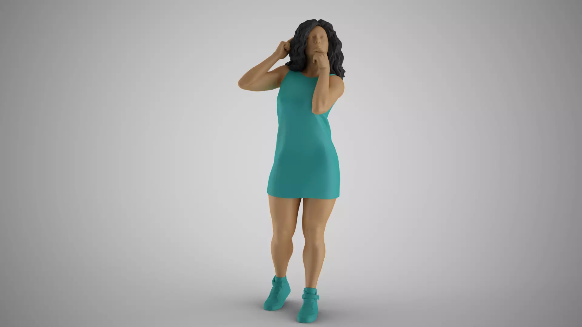 Girl Using her Brain 3D print model_0