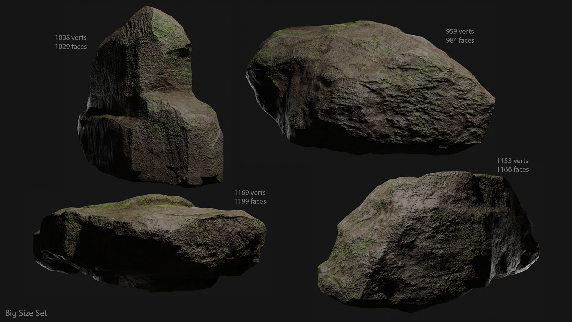 Forest Rocks Set Low-poly 3D model_2