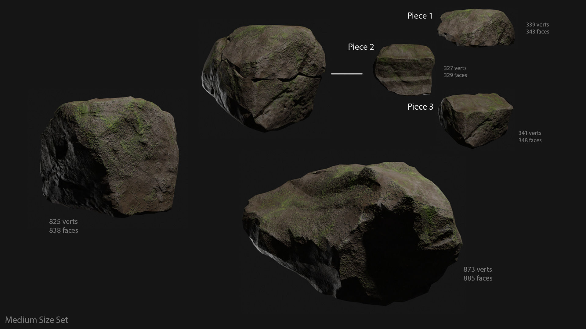 Forest Rocks Set Low-poly 3D model_3