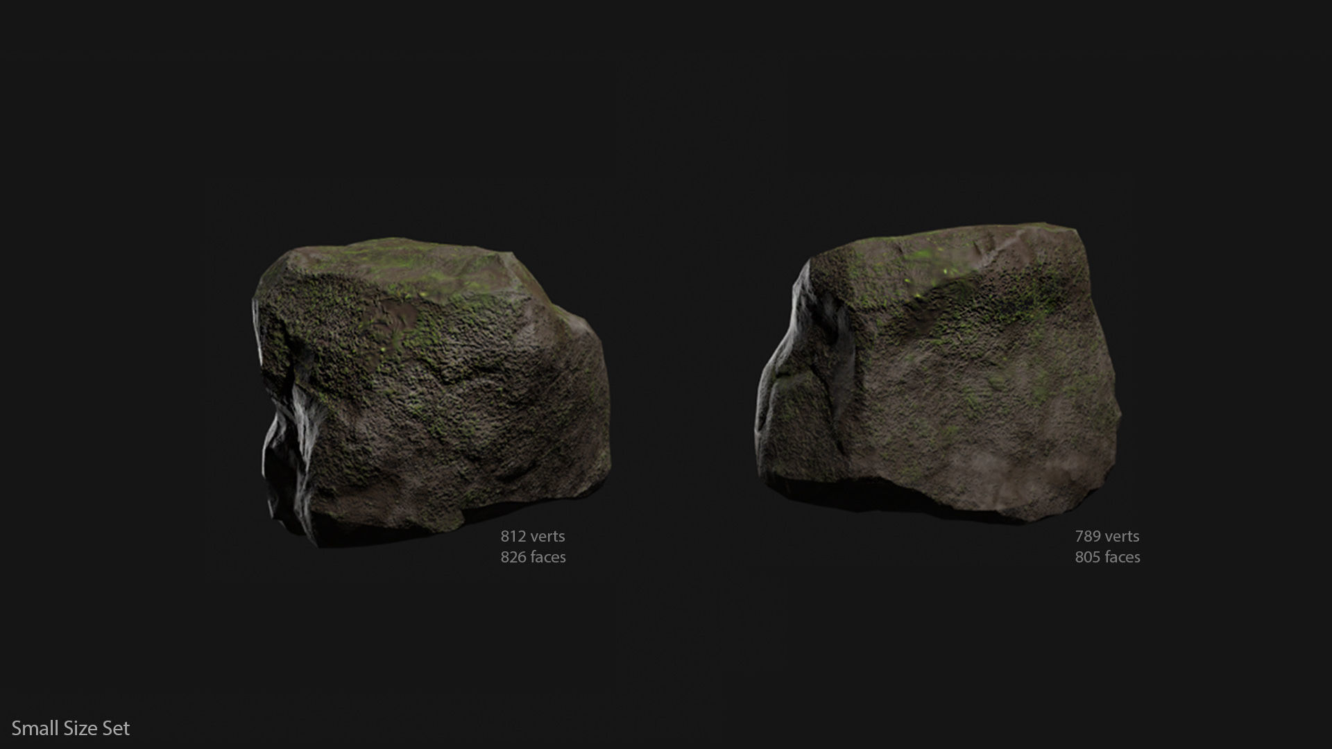 Forest Rocks Set Low-poly 3D model_4
