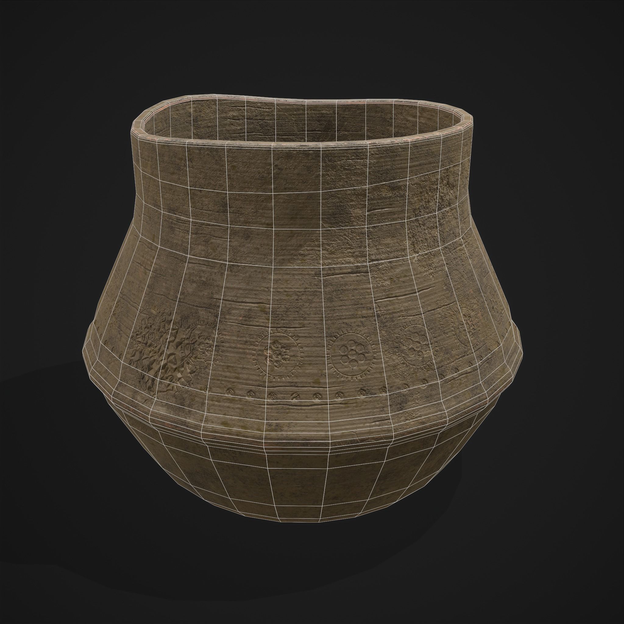 Ornate pottery Cup Low-poly 3D model_5