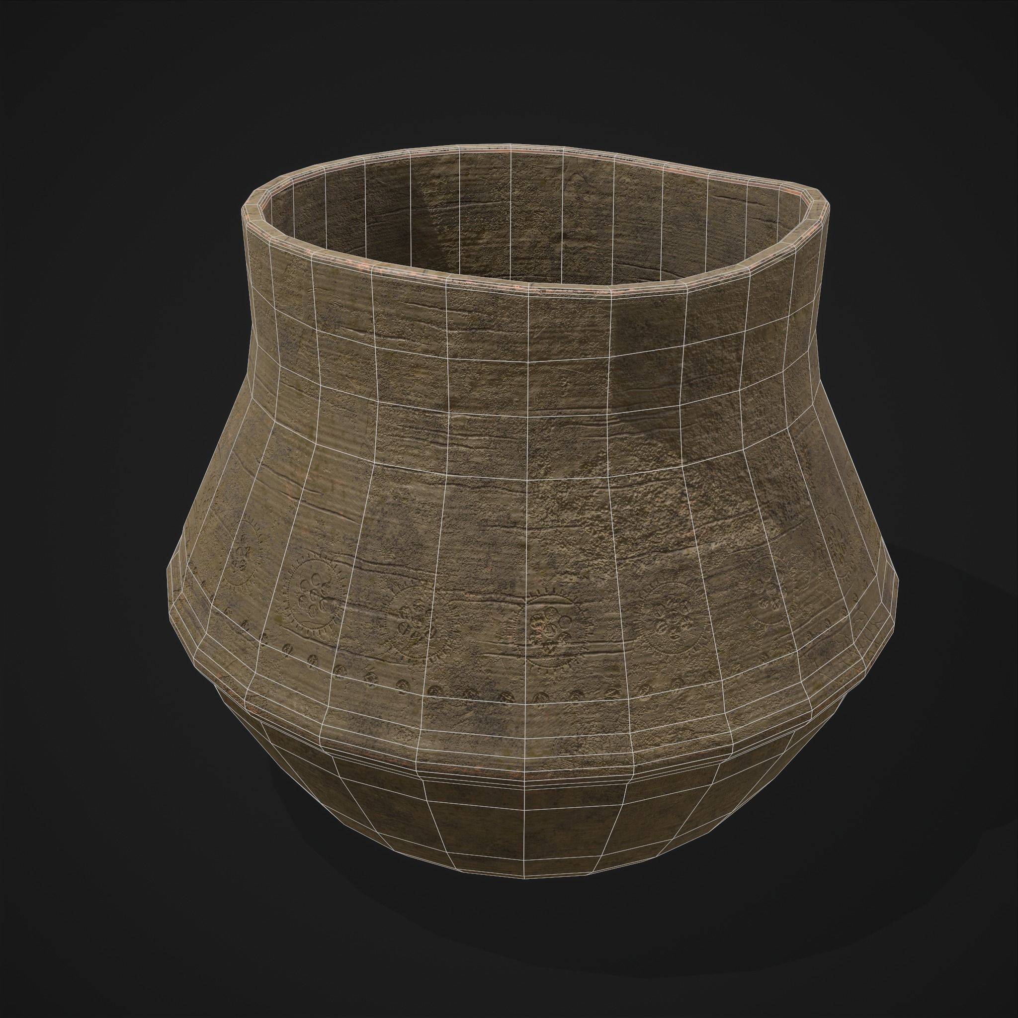 Ornate pottery Cup Low-poly 3D model_2